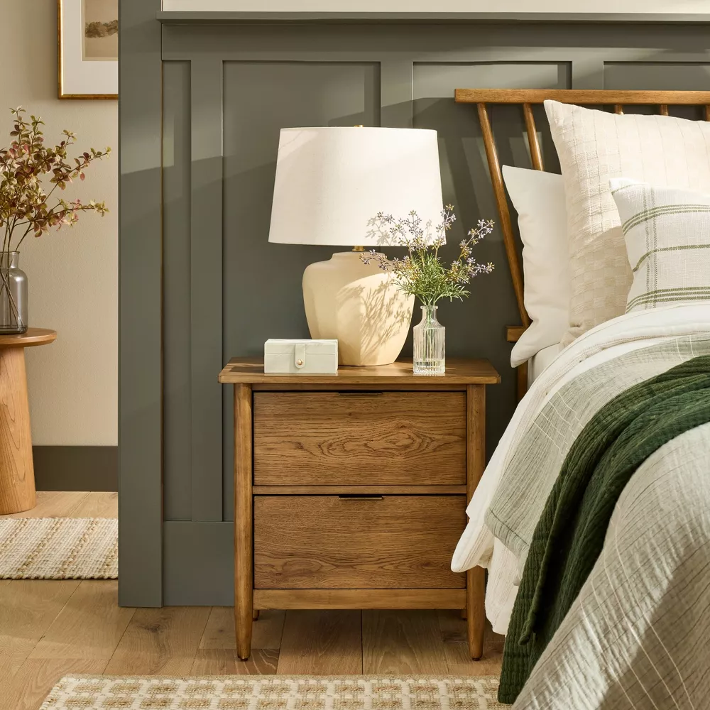 Target - $129.99 - Wood and Cane 2 Drawer Nightstand