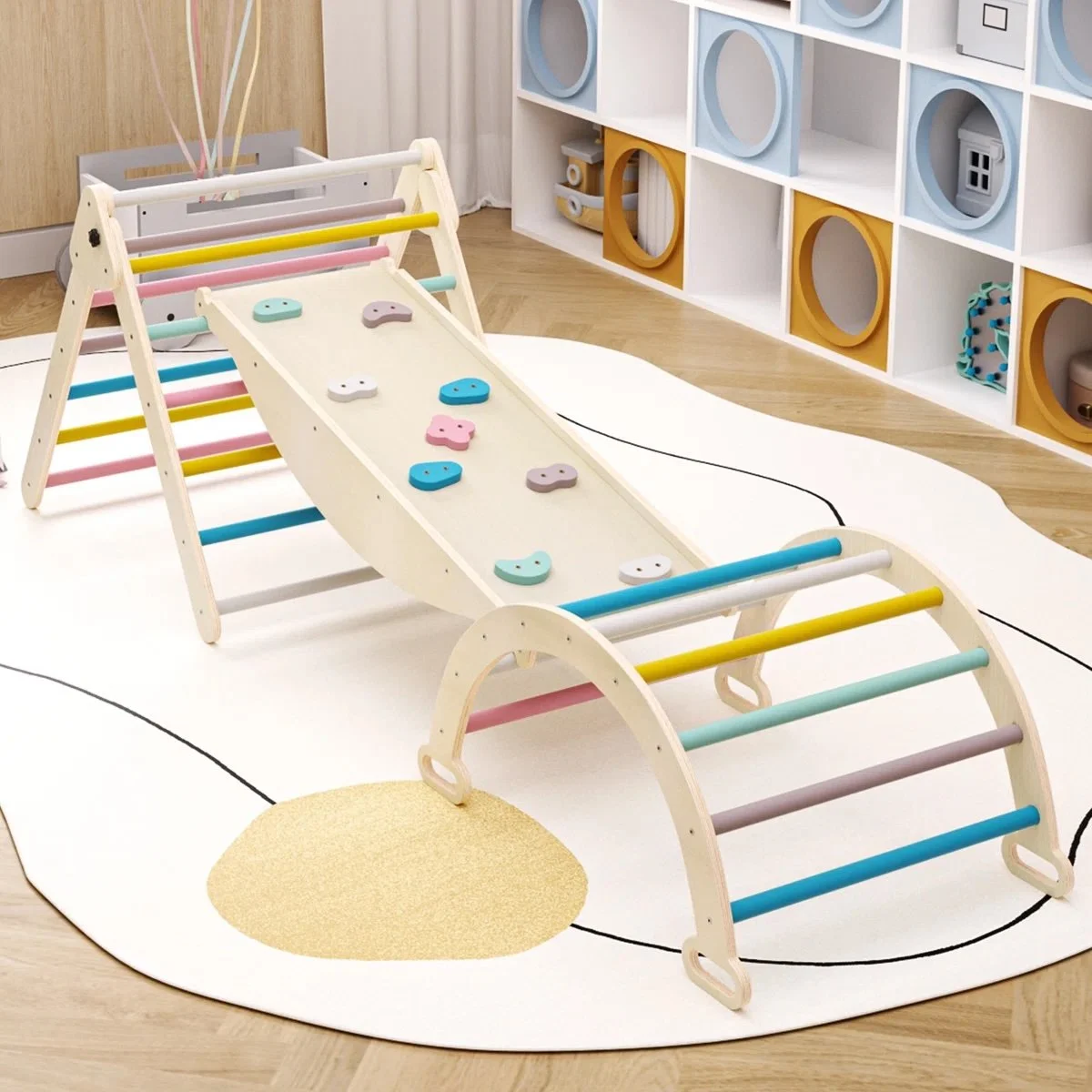 Wayfair - $87.19 - 7 in 1 Pikler Triangle Set Baby Climbing Toy