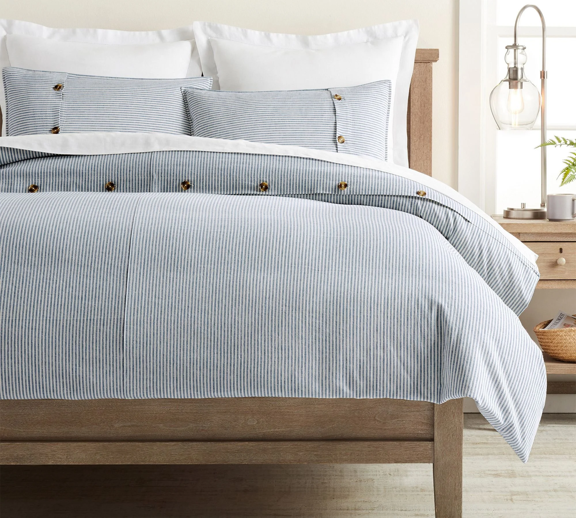 Pottery Barn - $229 - Wheaton Striped Cotton Linen Duvet Cover