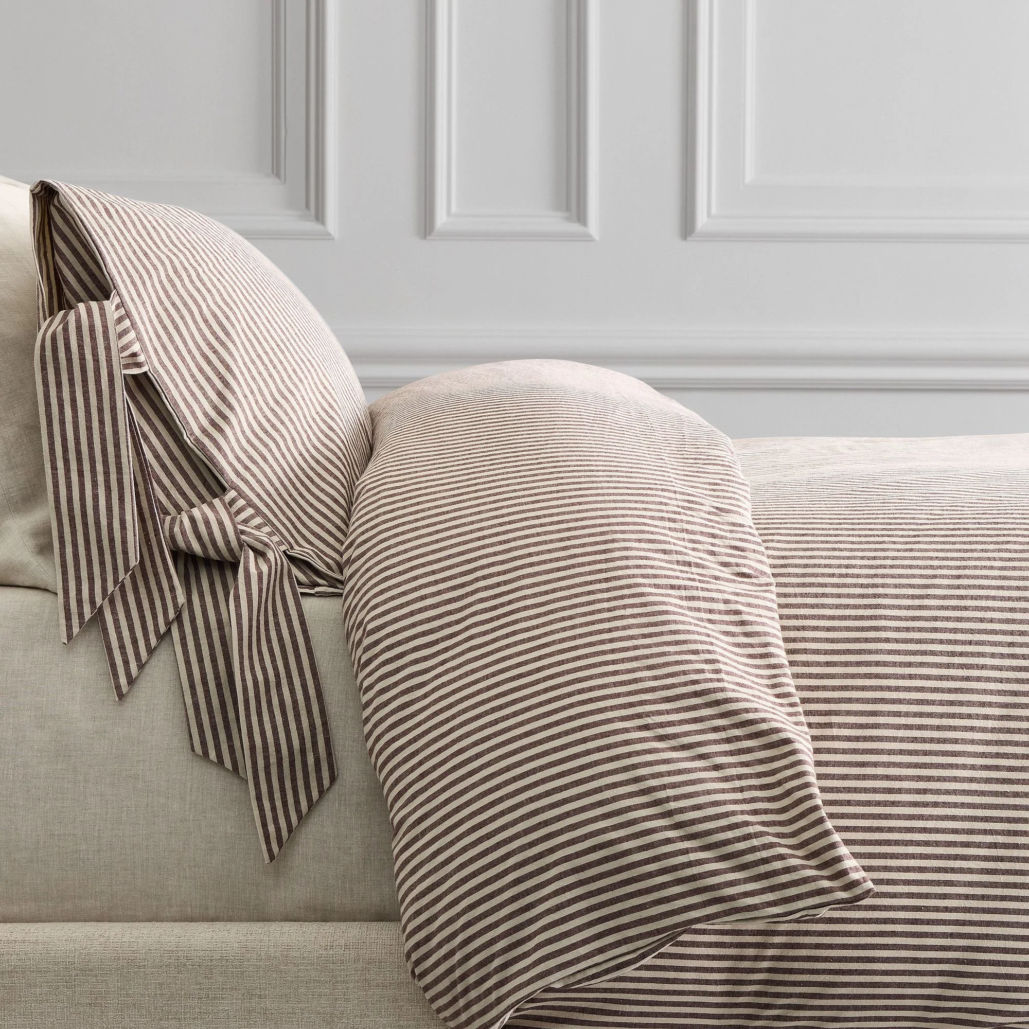 West Elm - $229 - Pierce &amp; Ward Cotton Linen Stripe Duvet Cover