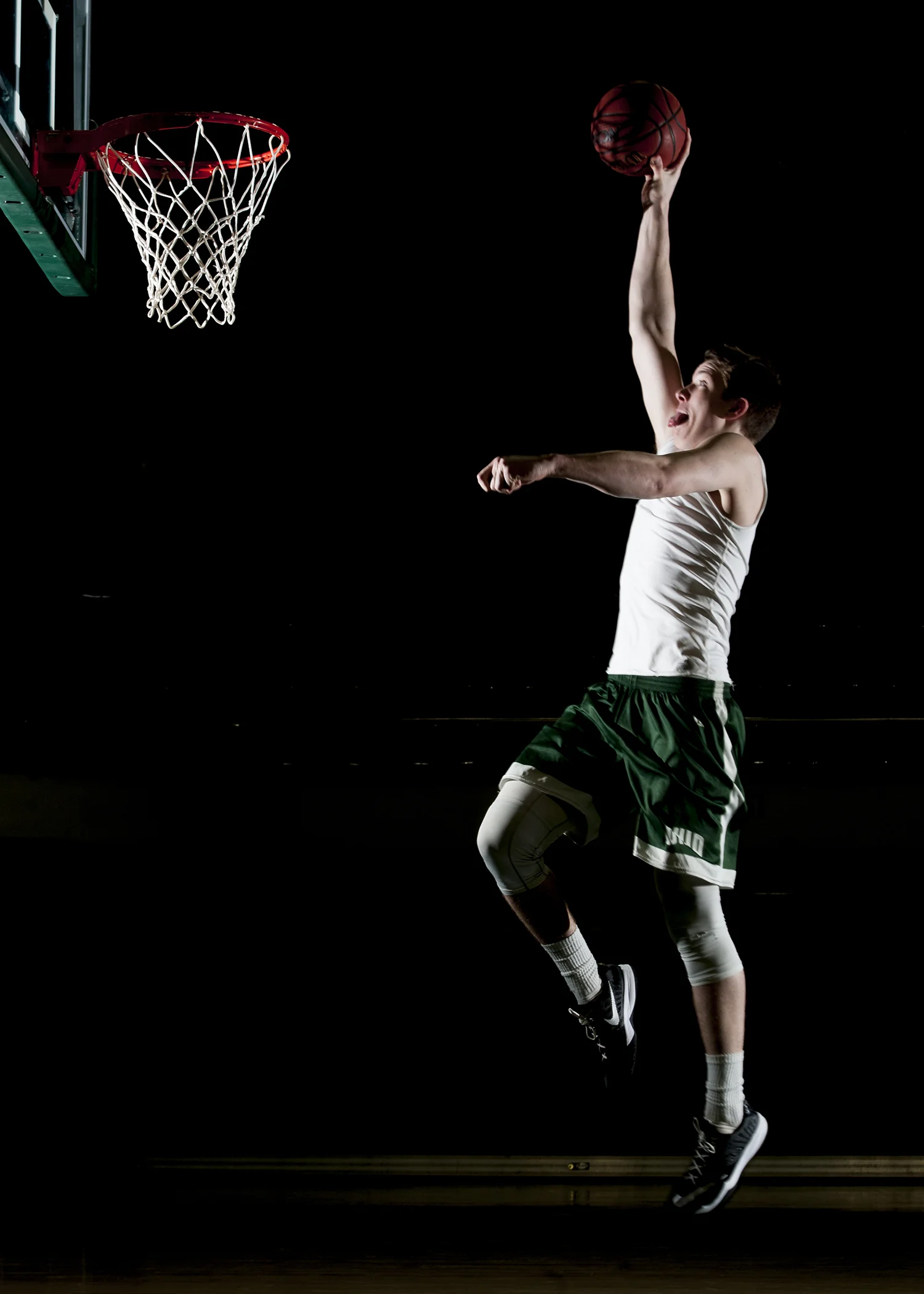 Ohio University freshman basketball player Sam Frayer poses for a portrait in the Convocation Center. 