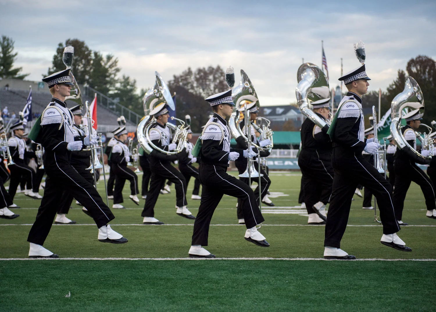 All of the preparation for game day comes full circle when the band drives onto the field during their pregame show. 