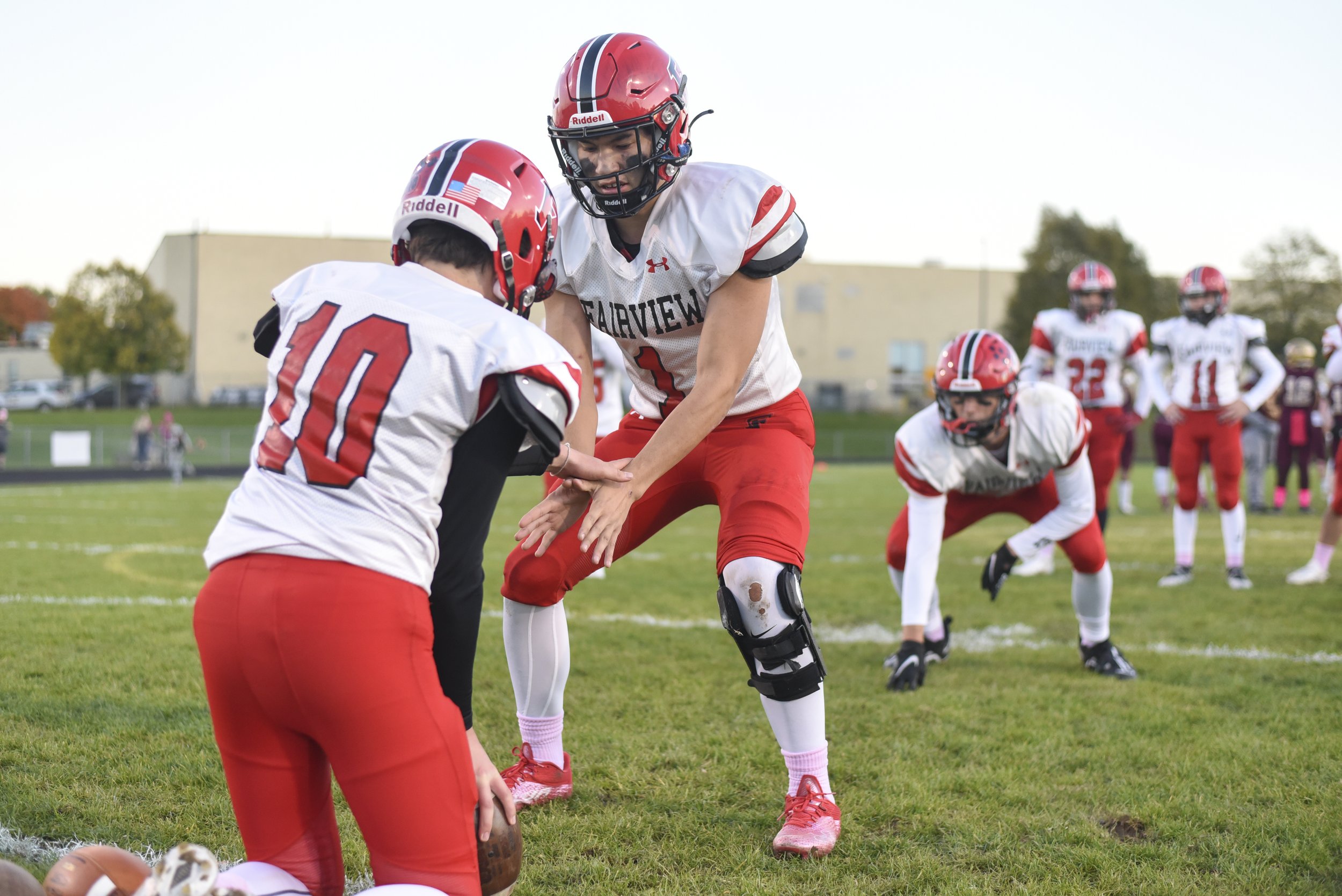 Fairview senior quarterback Ty Corbin (#1) goes through pre-game warmups before the start of the Tigers’ game against North East on October 21, 2022.
