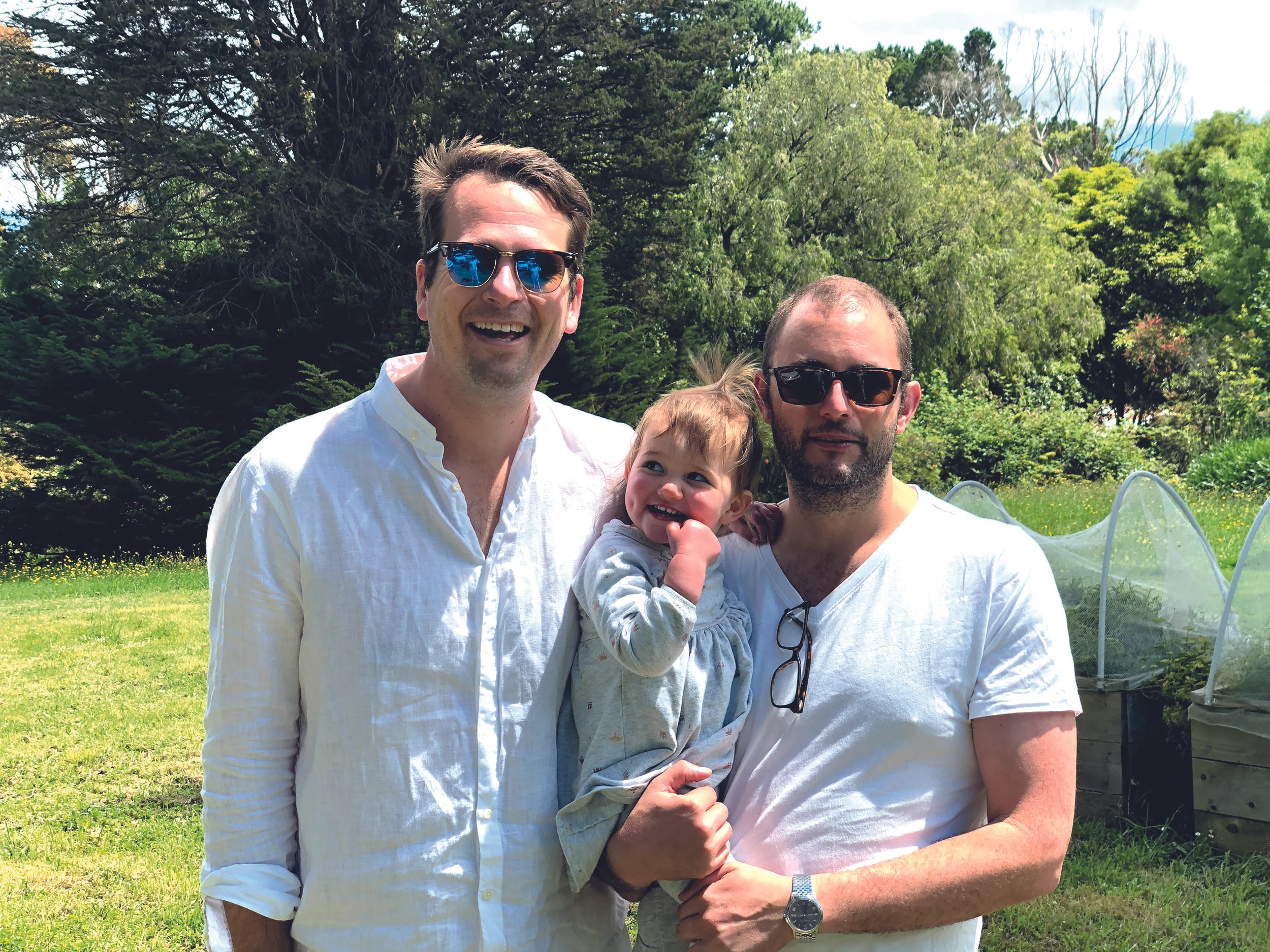 Charlie Ryan, Evie Baker and her dad James Baker in Red Hill.