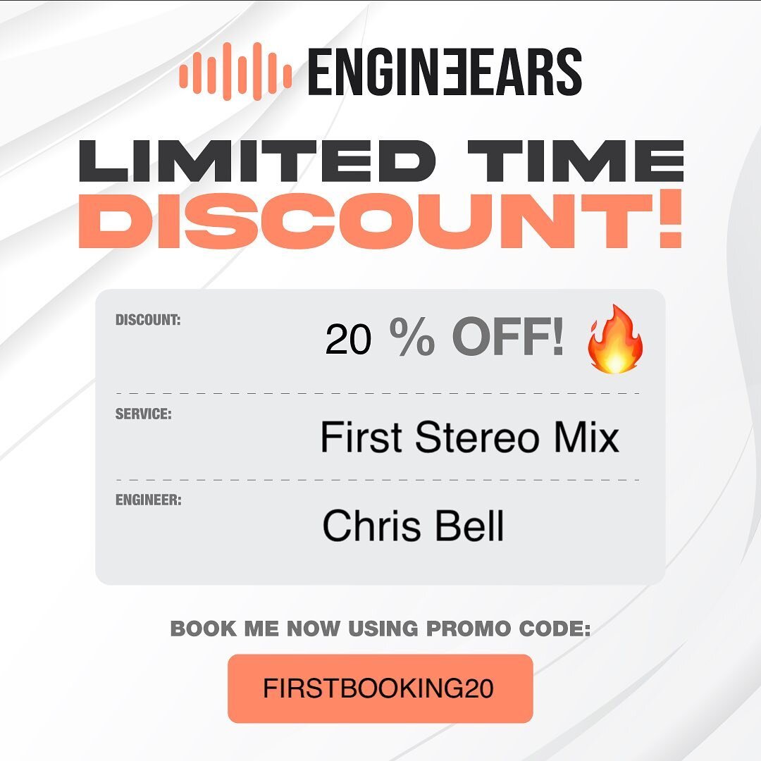 Not only do we make records we also mix them. Get 20% off your first mix with multi-platinum, Grammy Nominated mixing engineer at this link: https://engineears.com/mixengineer/?promocode=FIRSTBOOKING20