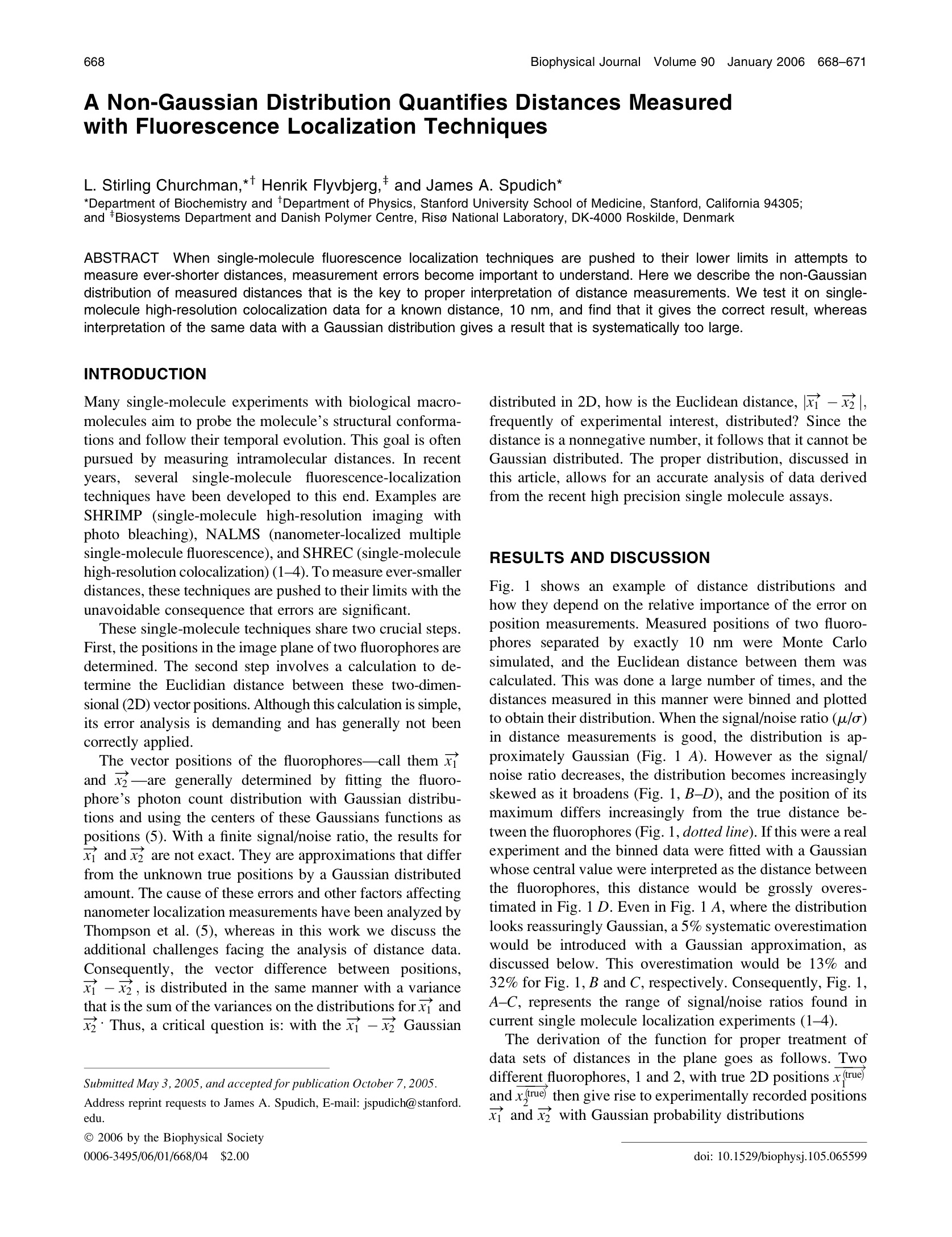 A non-Gaussian distribution quantifies distances measured with fluorescence localization techniques.
