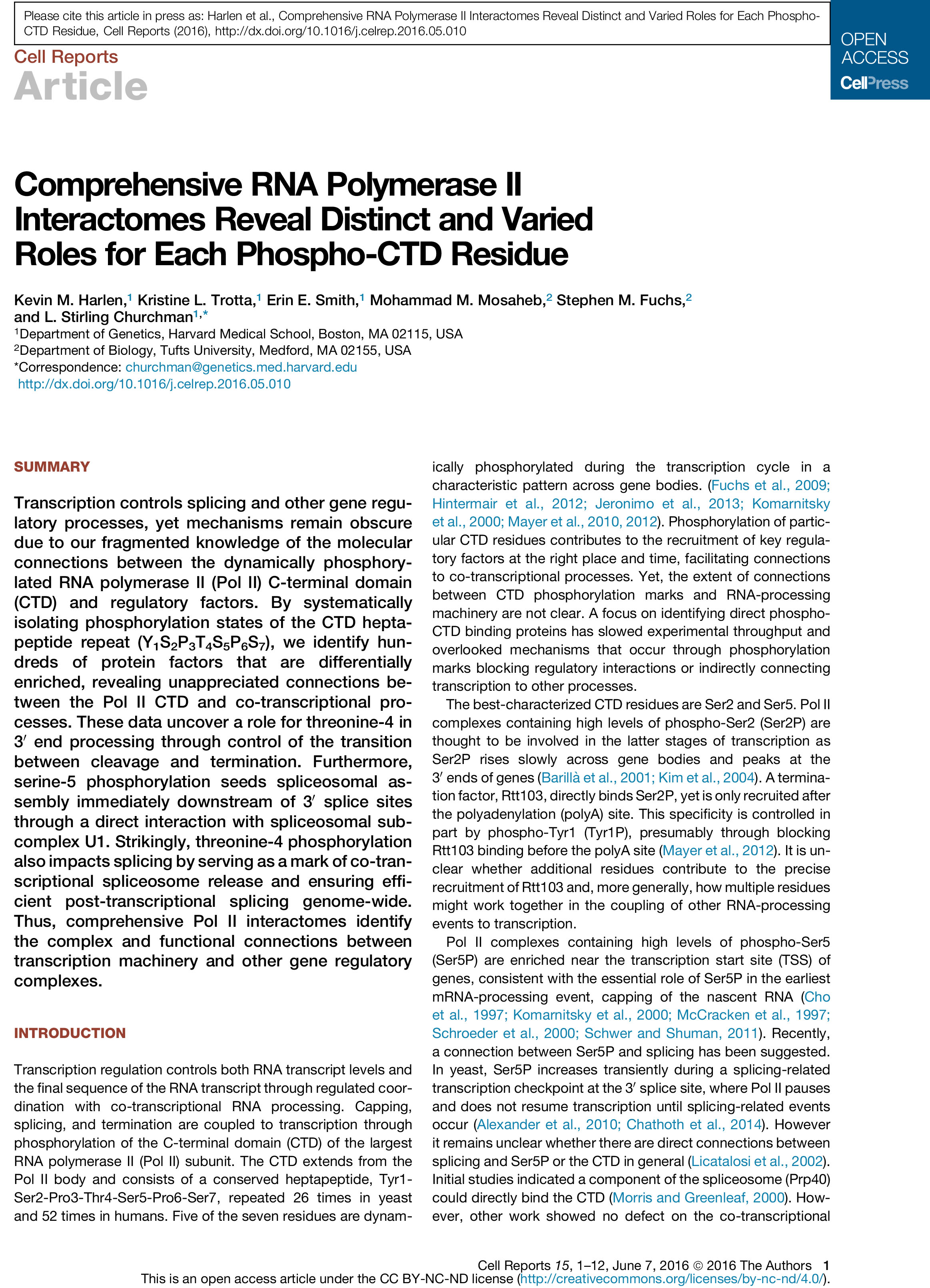 Comprehensive RNA Polymerase II Interactomes Reveal Distinct and Varied Roles for Each Phospho-CTD Residue