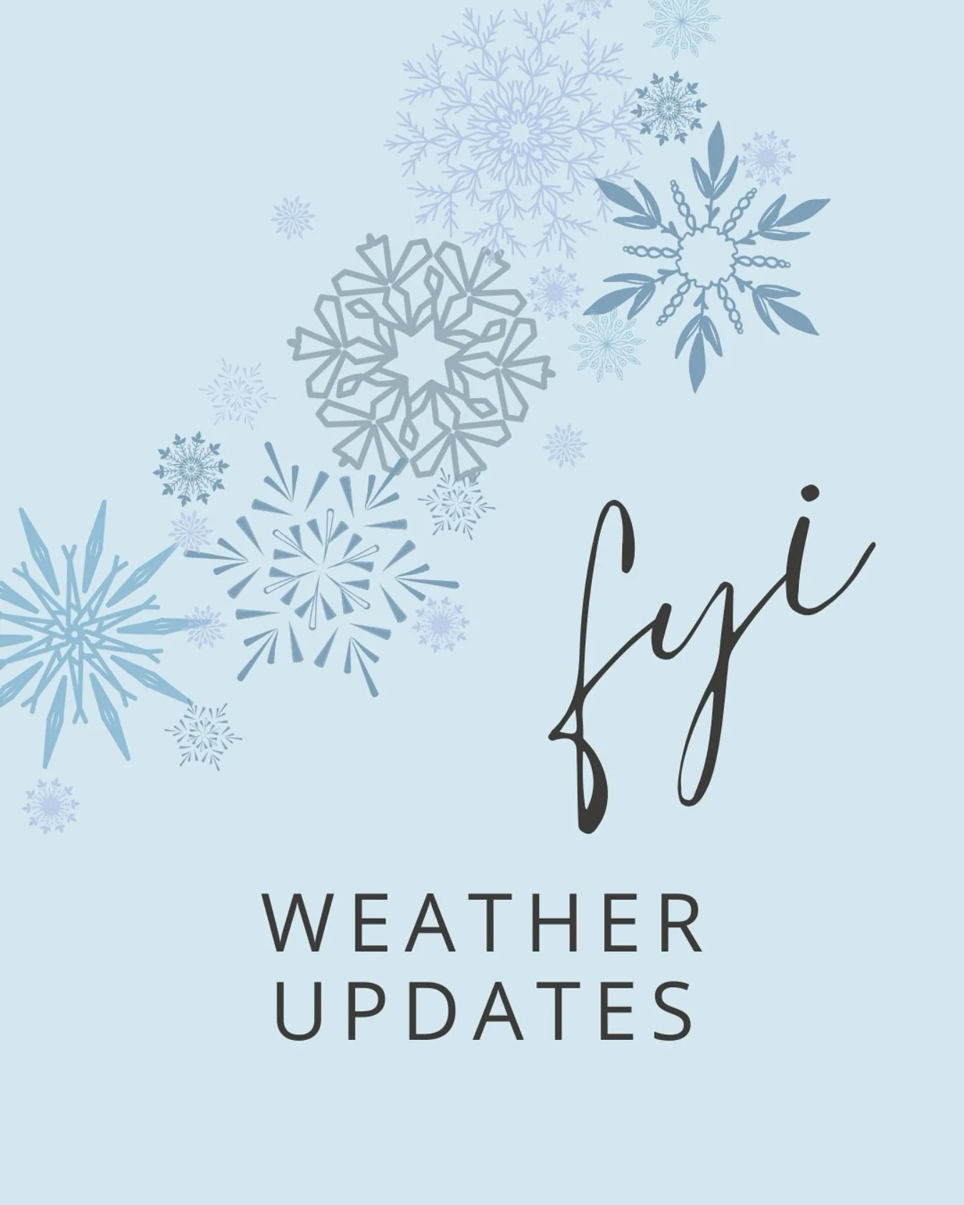 ❄️ We follow the West Linn/Wilsonville School District for weather-related closures and delays. If the district announces a 2-hour delay or school closure, ONE will not meet that day. Stay safe and warm!