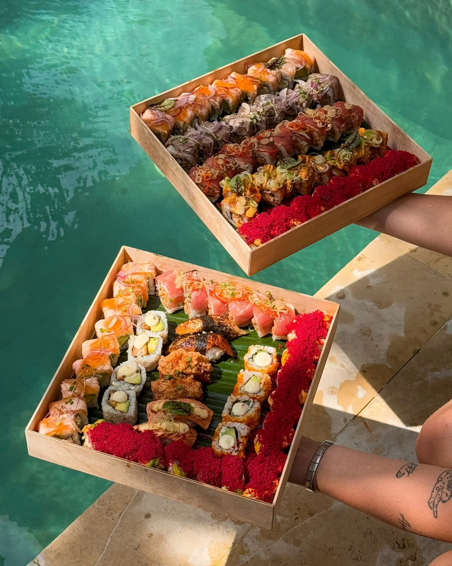 Pool day + sushi sets = Monday done right 🍣✨