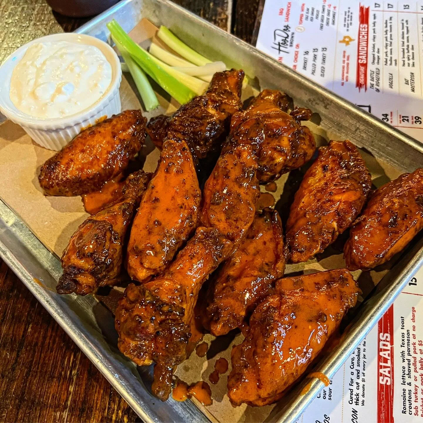 Get those last minute wing orders in! Only 24 more hours to order wings for Super Bowl Sunday!  Link in bio. We will be closed for dine in and regular takeout this Sunday. So the only way to order is preorders for the next 24 hours. #hoodoobrown #bbq