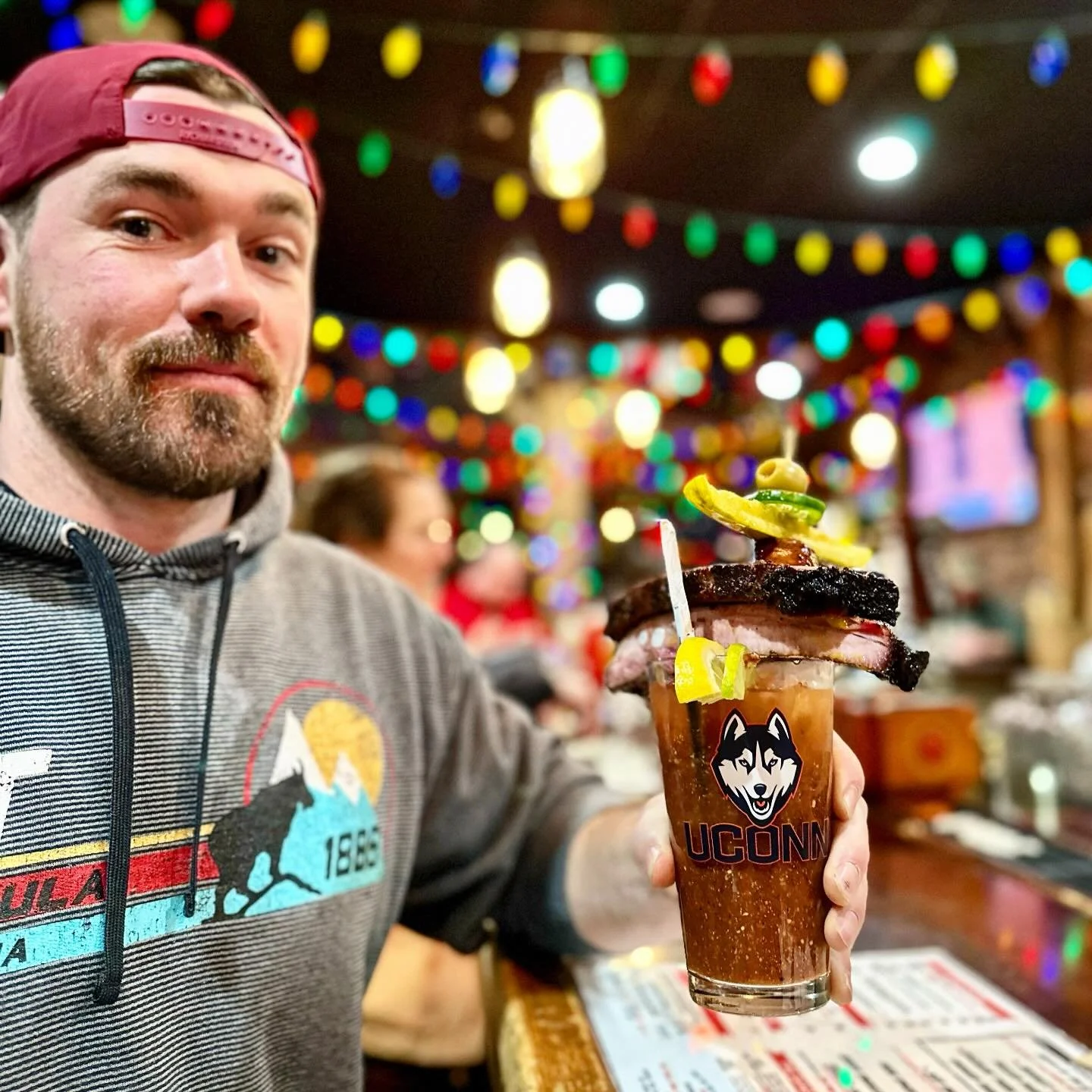 Start your day the Hoodoo Way, with our Bloody Trinity Mary! Our special house made Bloody Mary mix, @titosvodka, topped with a pork rib, slice of brisket and sausage. #hoodoobrown #bbq #bloodymary #luke