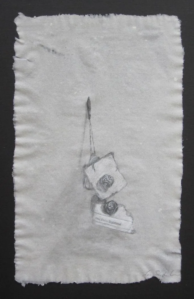 Fragments , 2011, pencil and white charcoal on handmade abaca paper, 8" x 5"