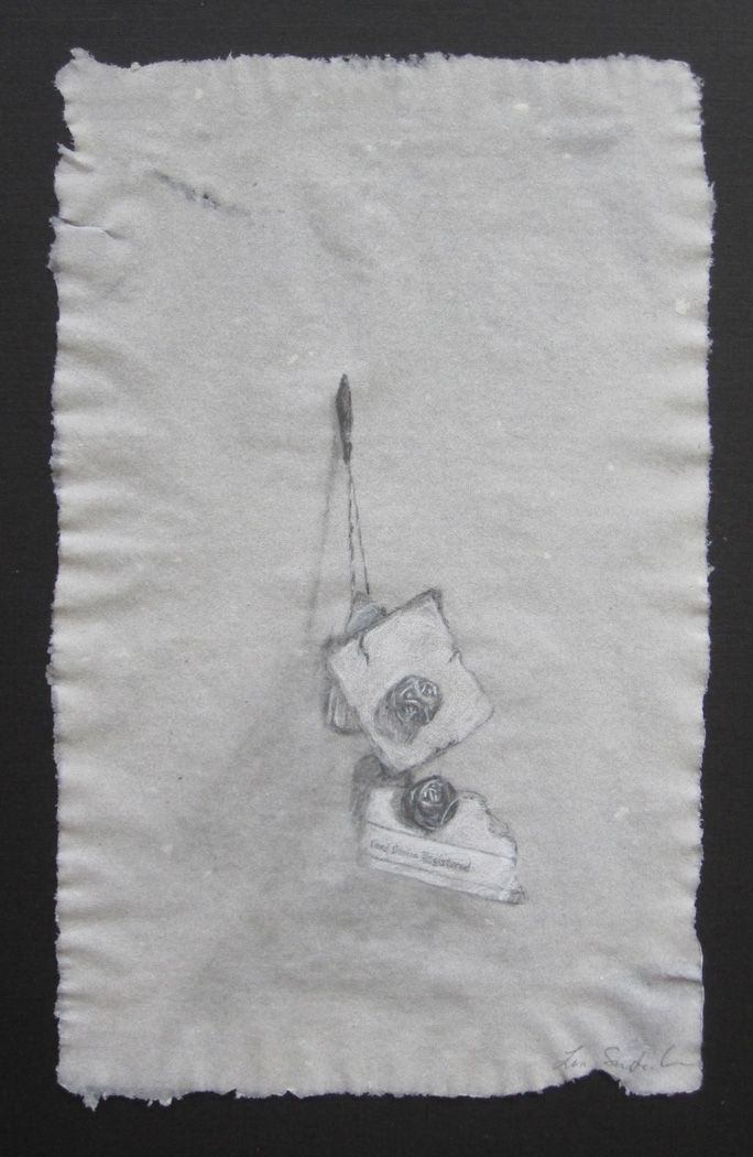   Fragments , 2011,&nbsp;pencil and white charcoal on handmade abaca paper, 8" x 5" 