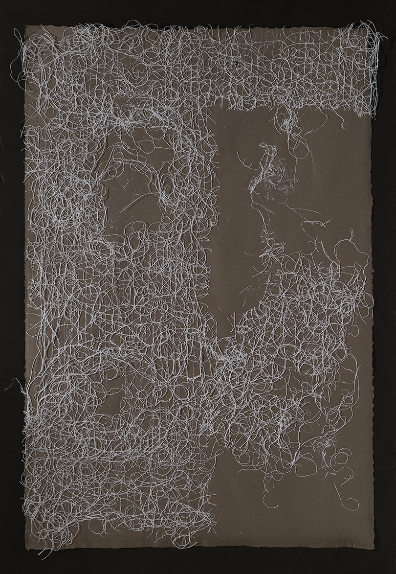   Untitled,  2016, flax paper with jute thread, 60" x 40" 
