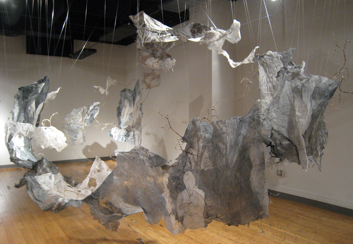   How Things Break , 2007, handmade kozo paper, transfers, dimensions variable 