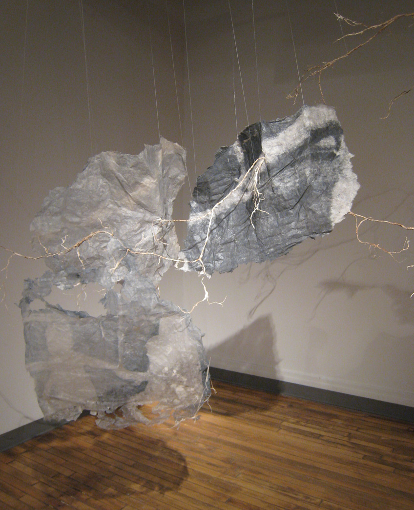   How Things Break , 2007, handmade kozo paper, transfers, dimensions variable 