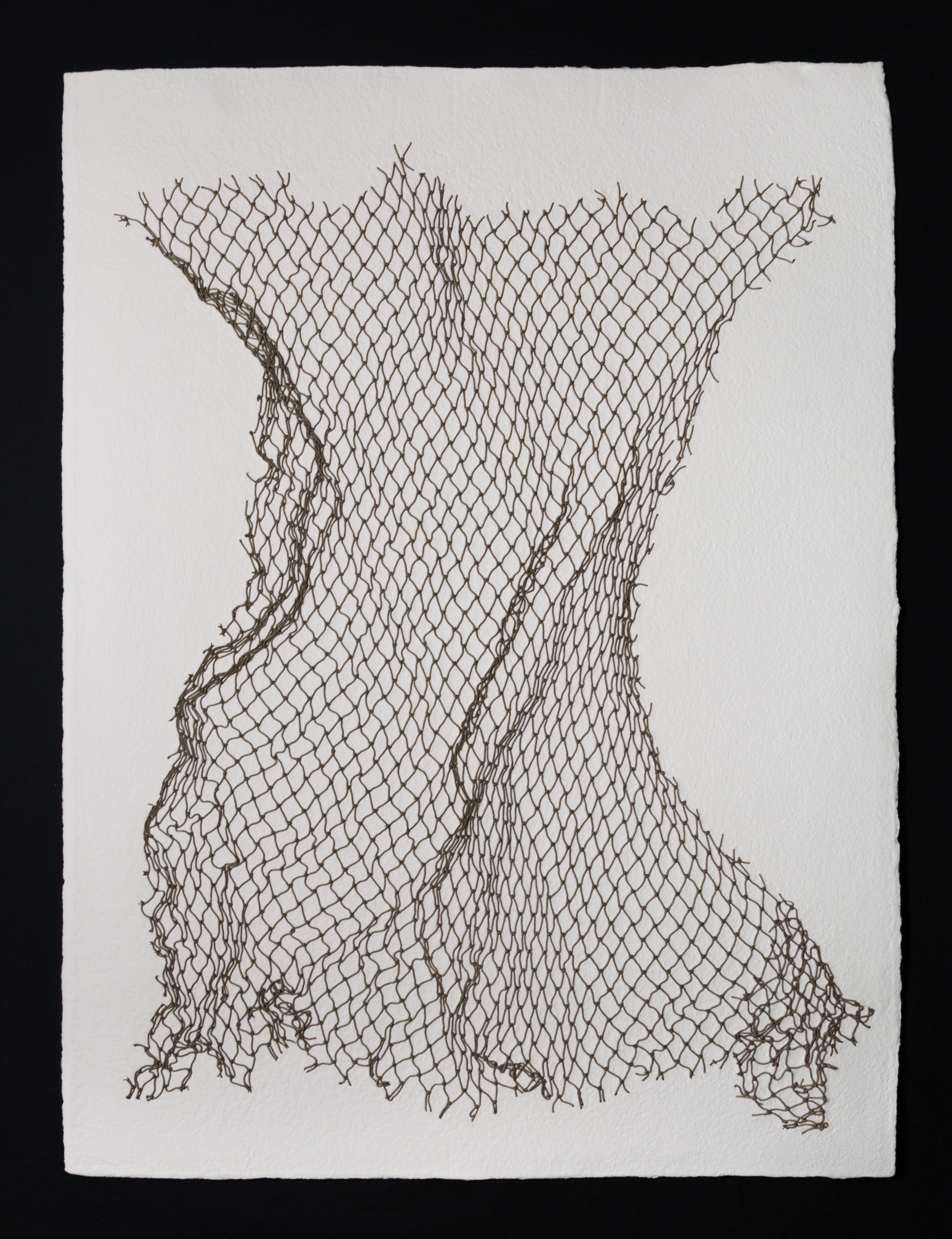   Net II , 2017, cotton paper and nylon net, 40" x 30" 