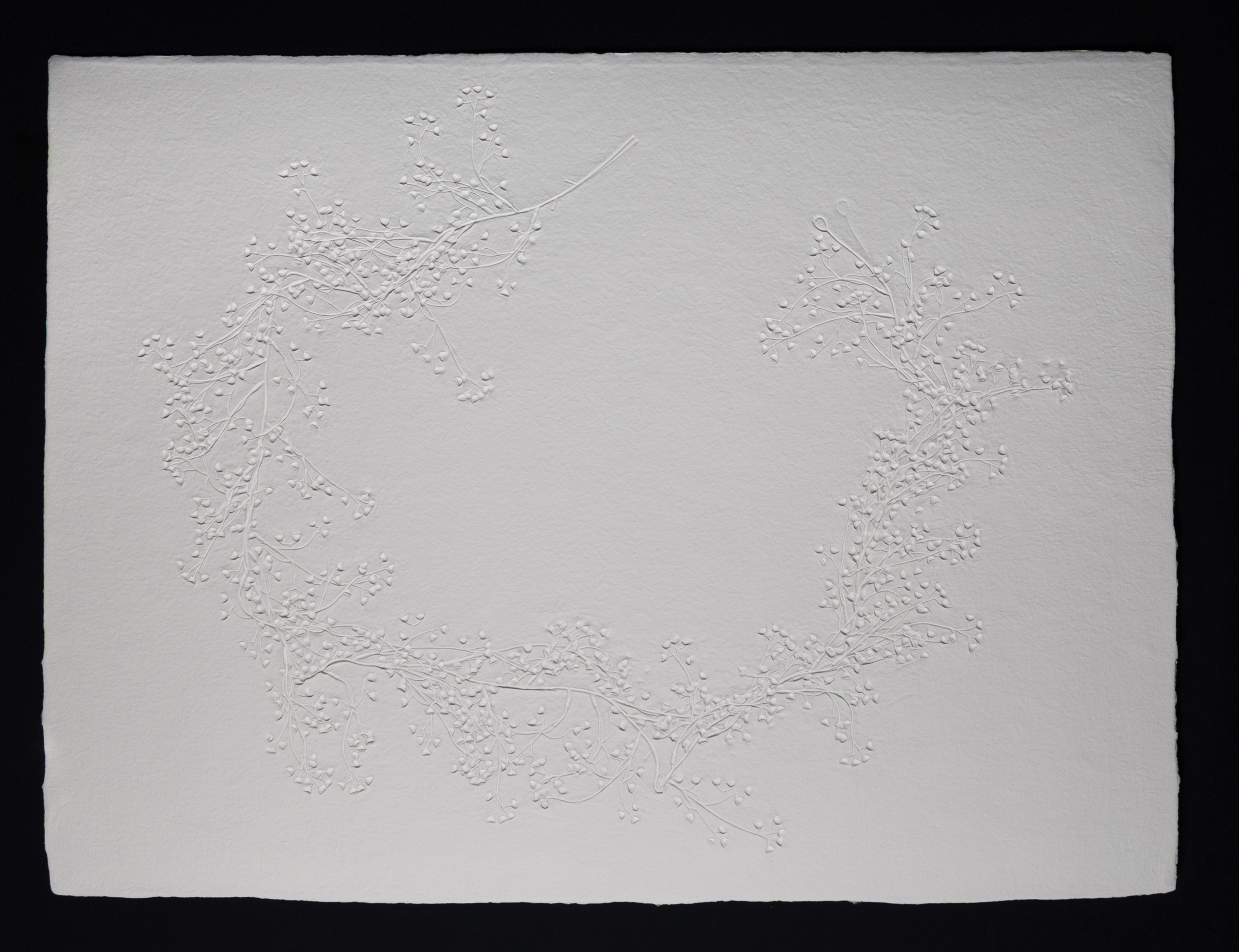   Spore Wreath , 2017, cast cotton paper, 30" x 40" 