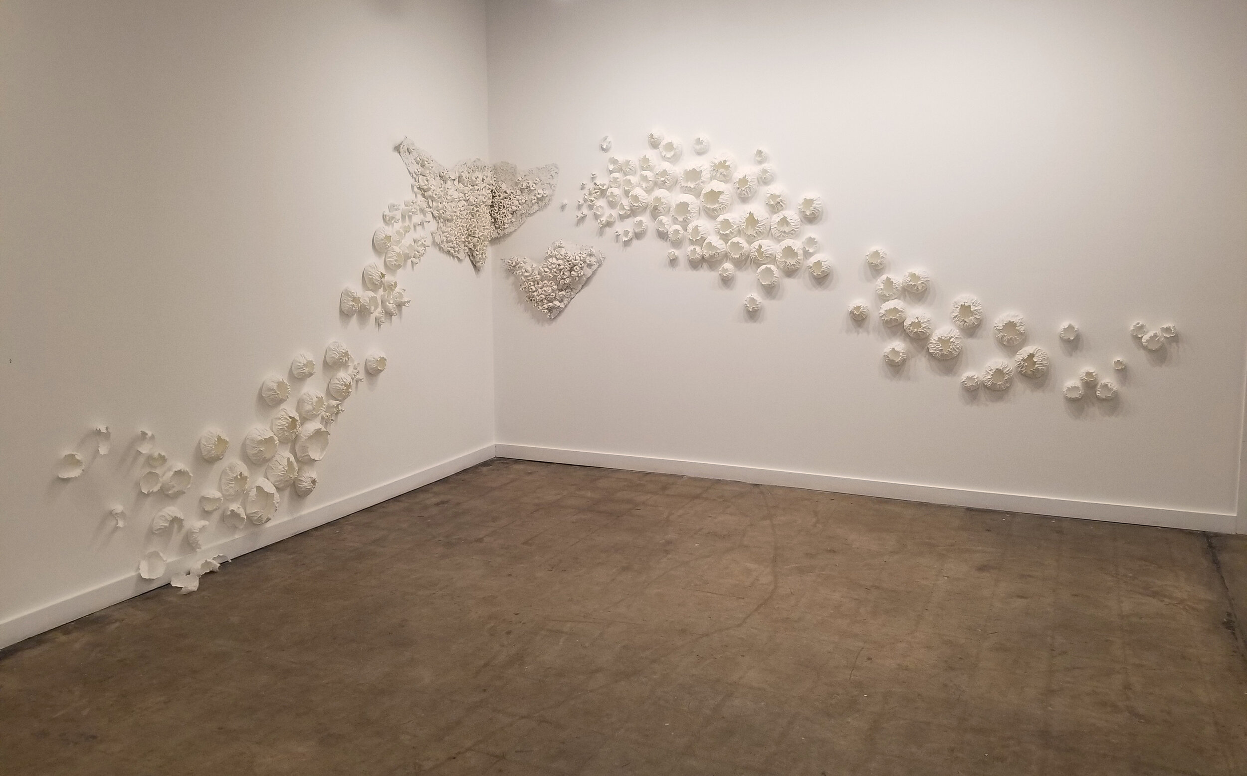   Accumulation , 2019, handmade cotton paper, wire mesh, dimensions variable   
