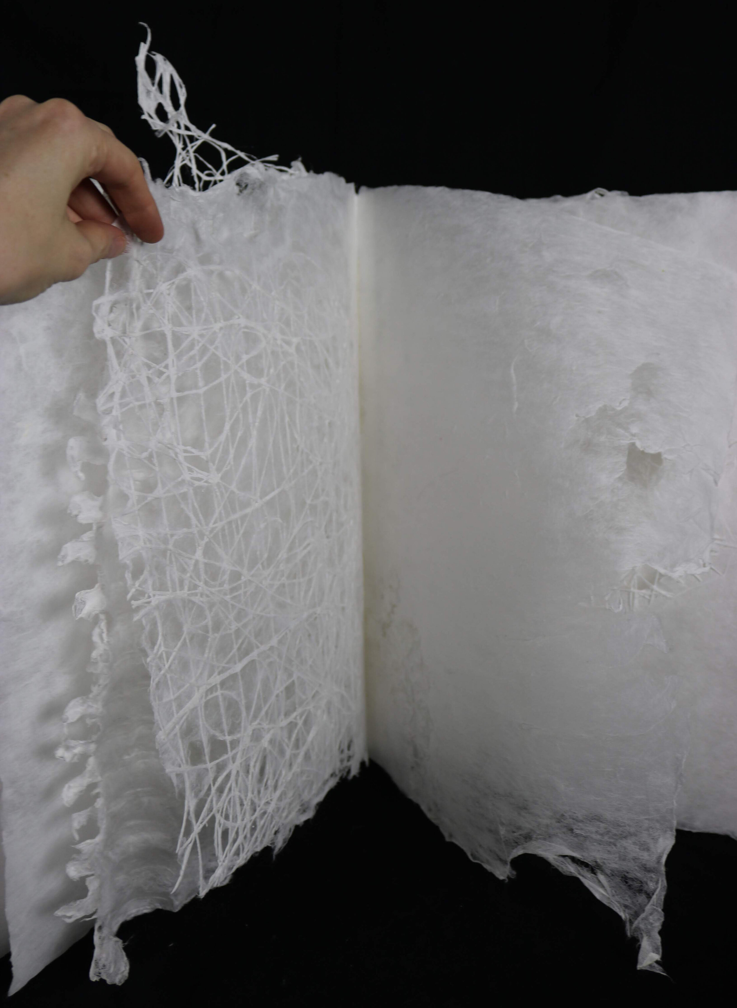   Dua , 2019, unique artist book, cotton and kozo, 18” x 13.5” x 2”. Housed at the University of Miami Special Collections.      