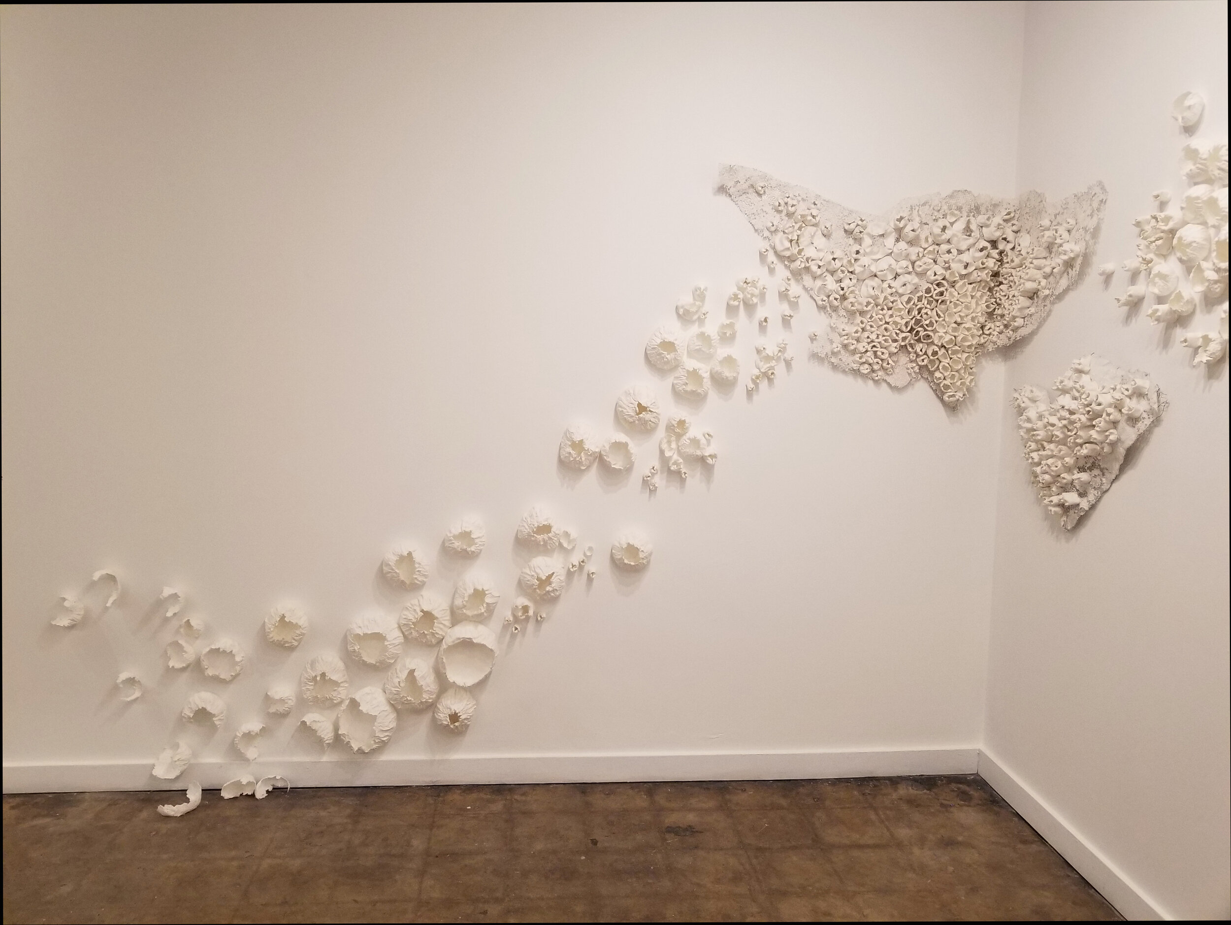  Accumulation, 2019, handmade cotton paper, wire mesh, dimensions variable     
