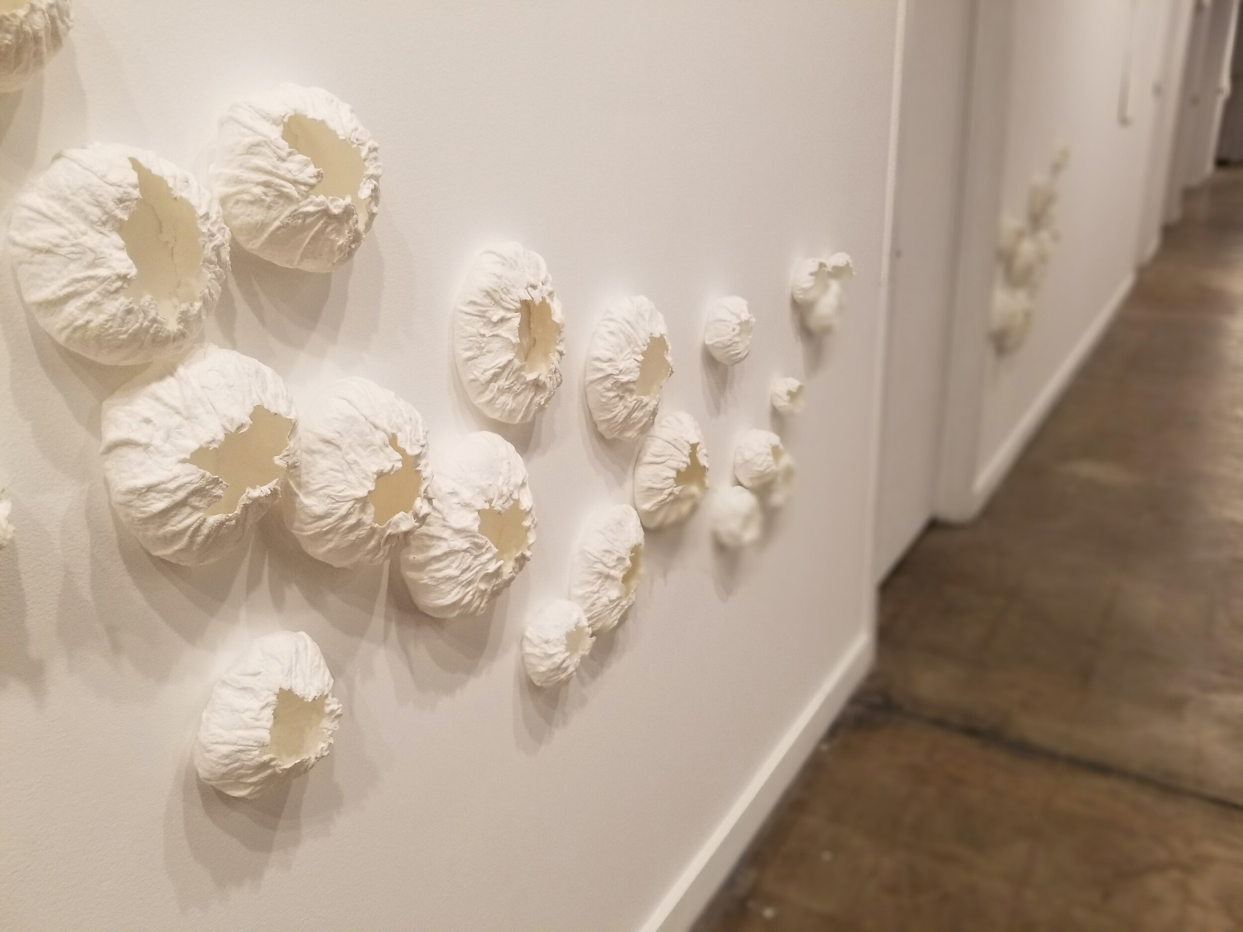  Accumulation, 2019, handmade cotton paper, wire mesh, dimensions variable     