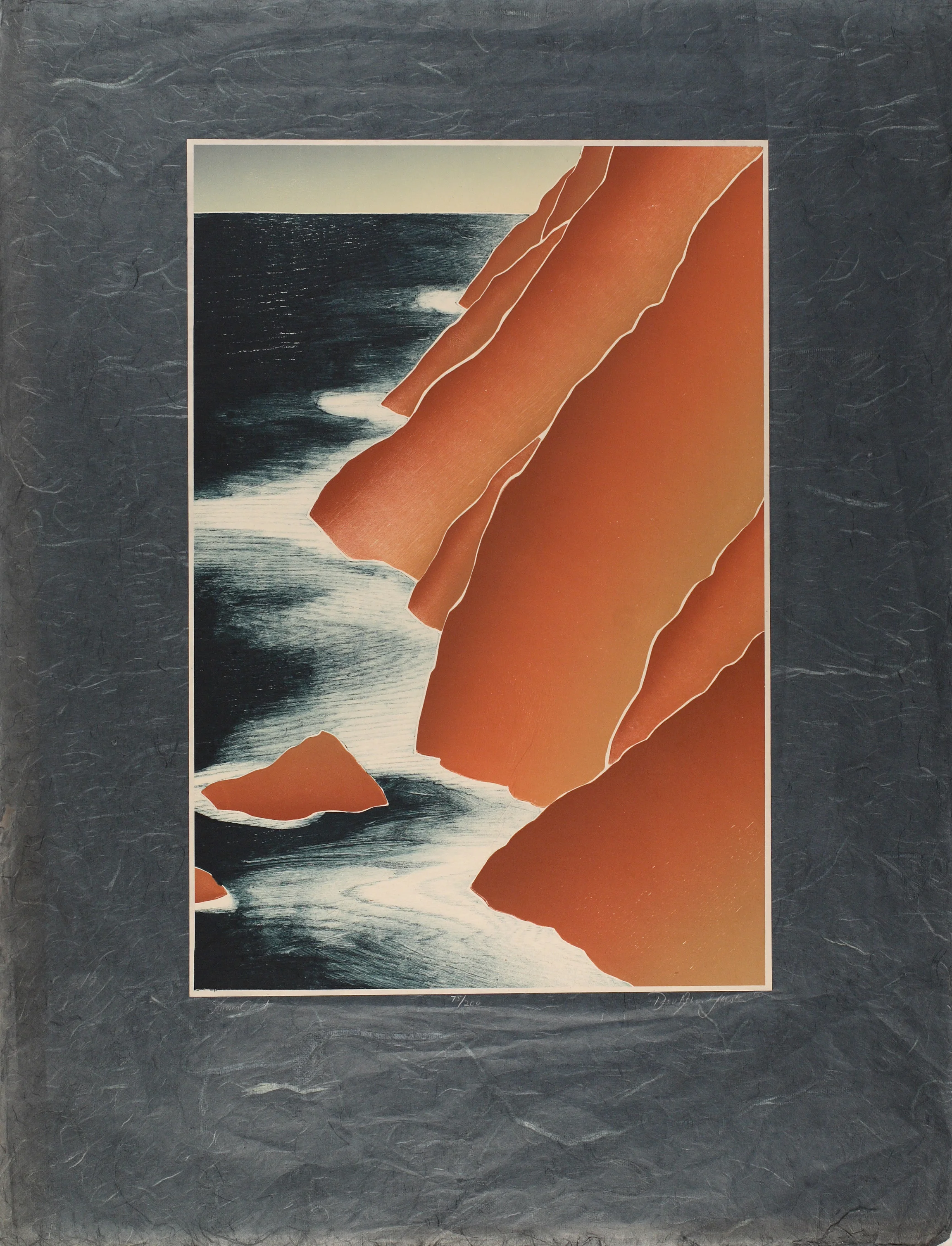 Sonoma Coast on Blue Japanese Paper