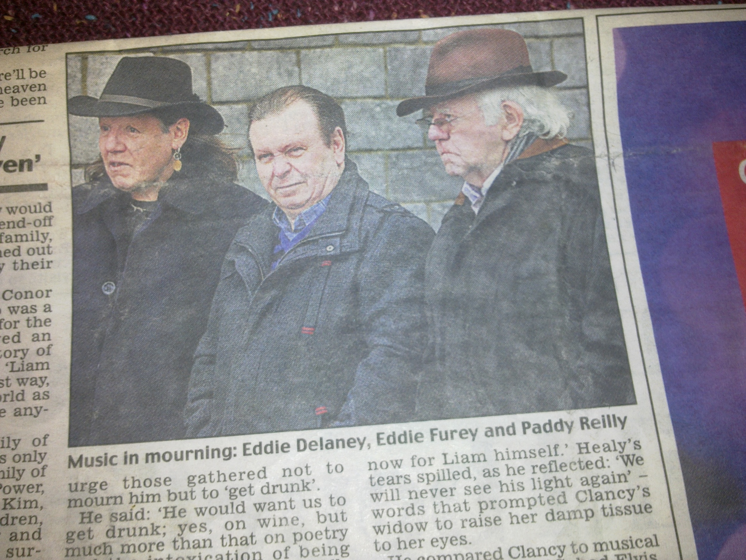 Eddie Furey/Paddy Reilly & Myself at Liam Clancys Funeral.