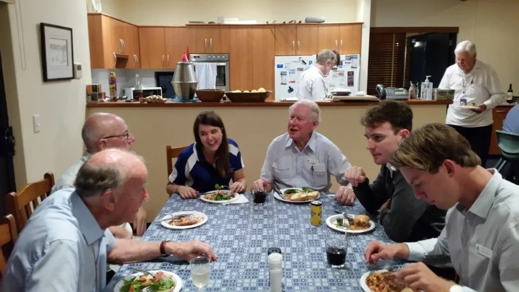 Brothers, Marist Association members and MYM members sharing a meal