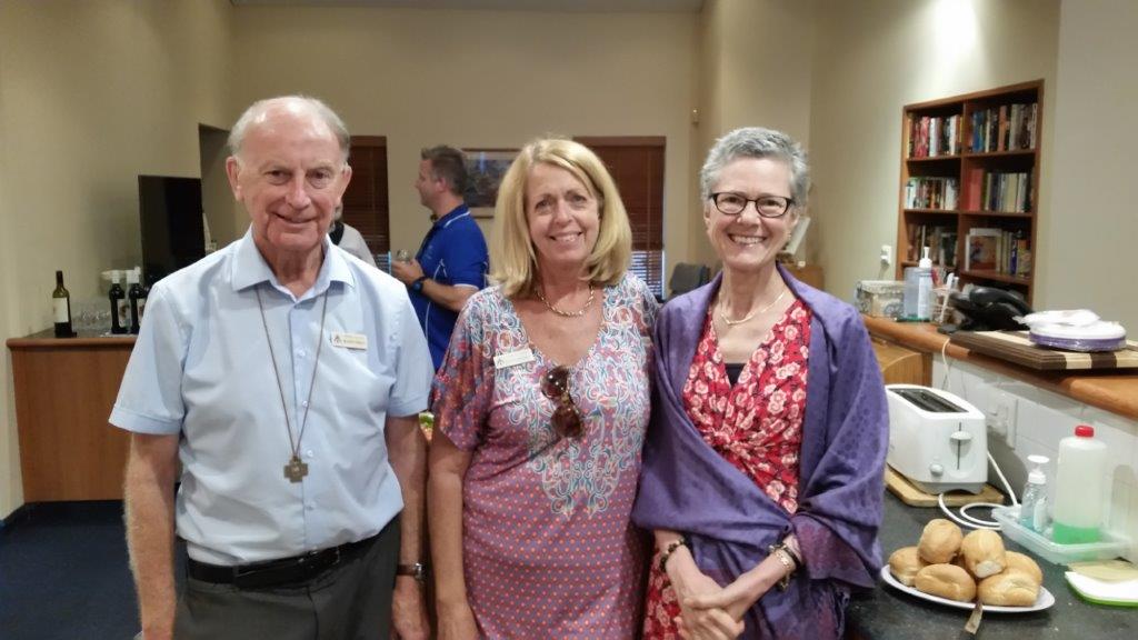 Br John Horgan with members Di Grinbergs and Liliana Bellandi at the Brothers House for refreshments