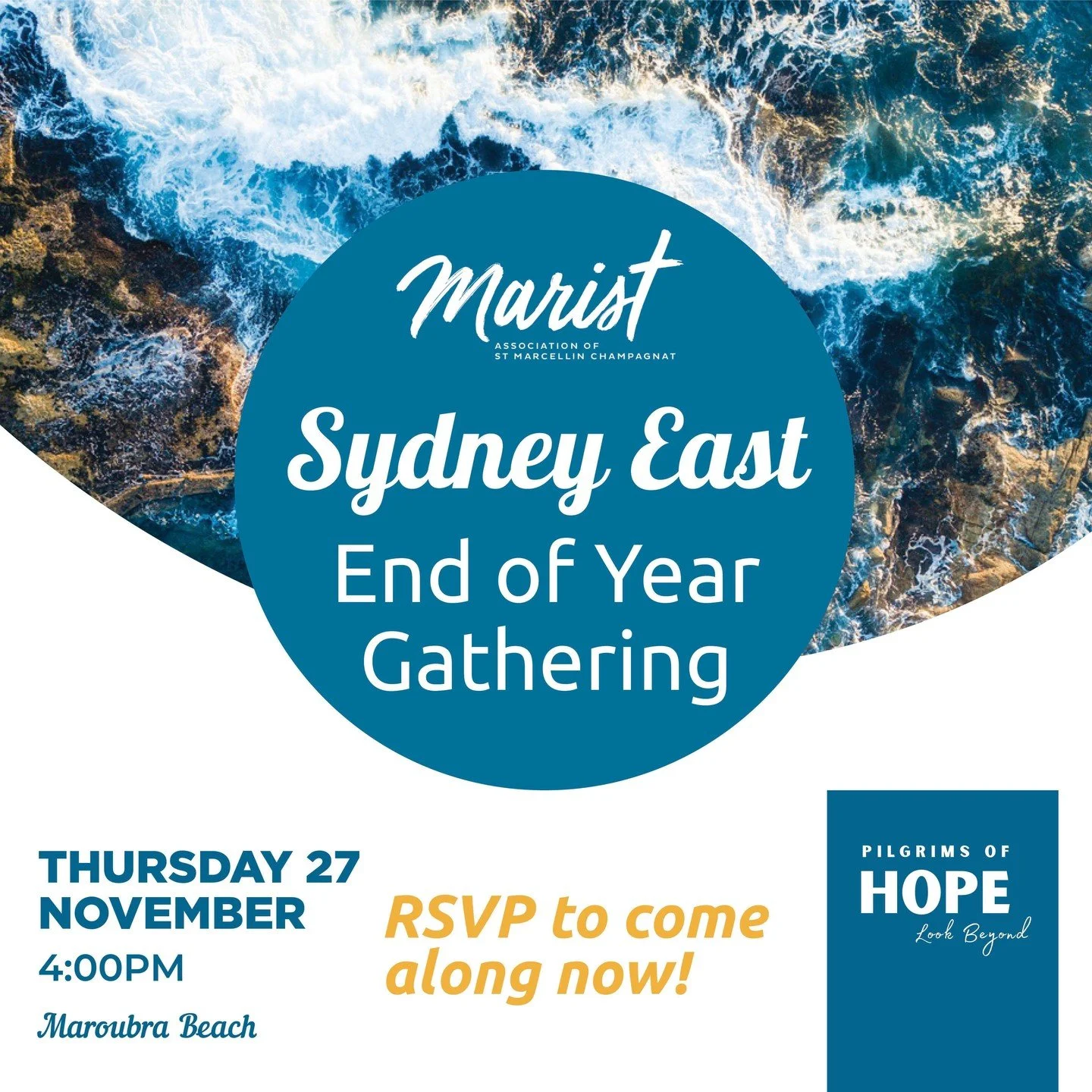 REMINDER - You're Invited!

To the Sydney East End of Year Gathering of the Marist Association of St Marcellin Champagnat. This means you, if you are a Member at Daceyville, Kogarah, Lewisham, Maroubra, North Shore, Randwick, Penshurst, Sydney City M