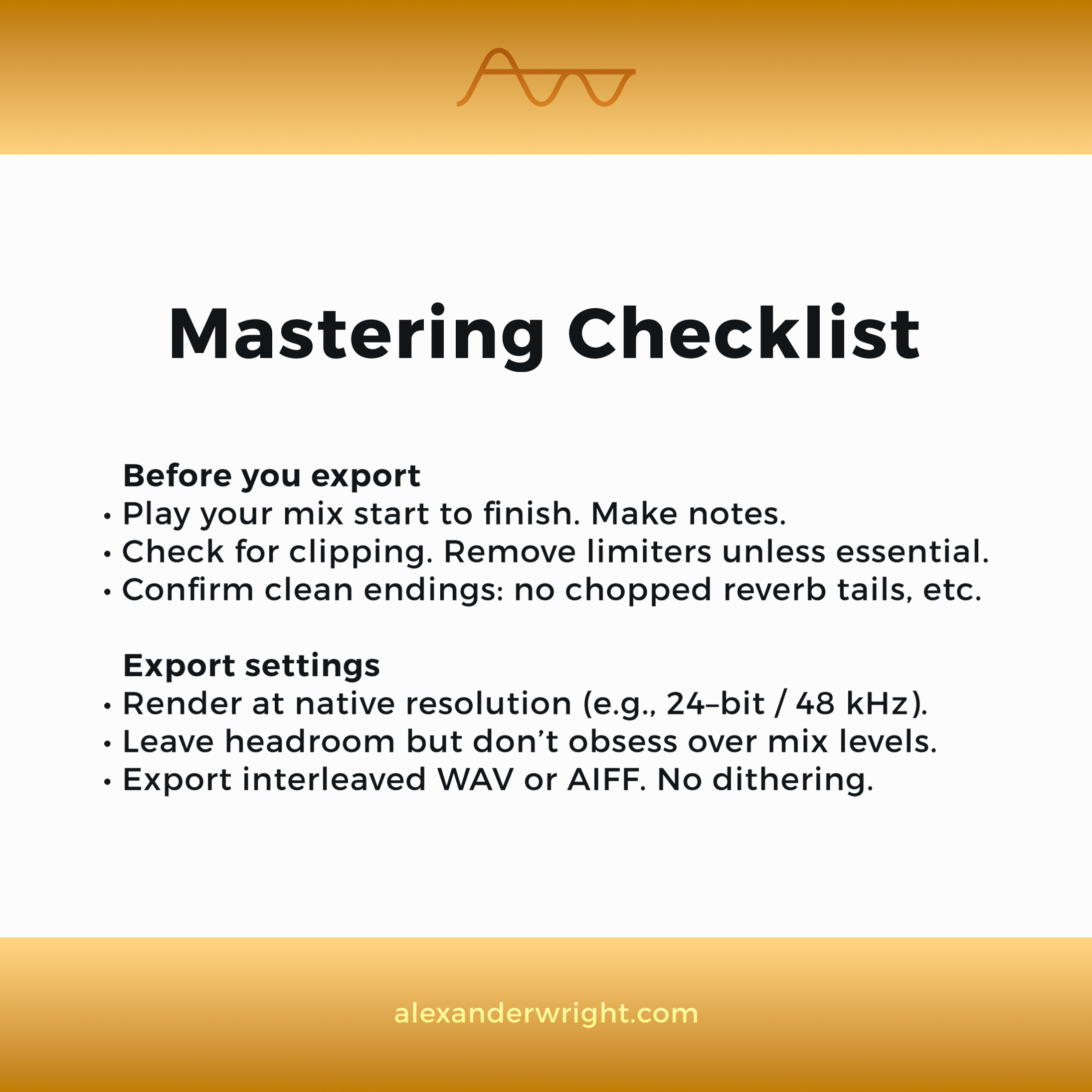 Mix Prep Checklist