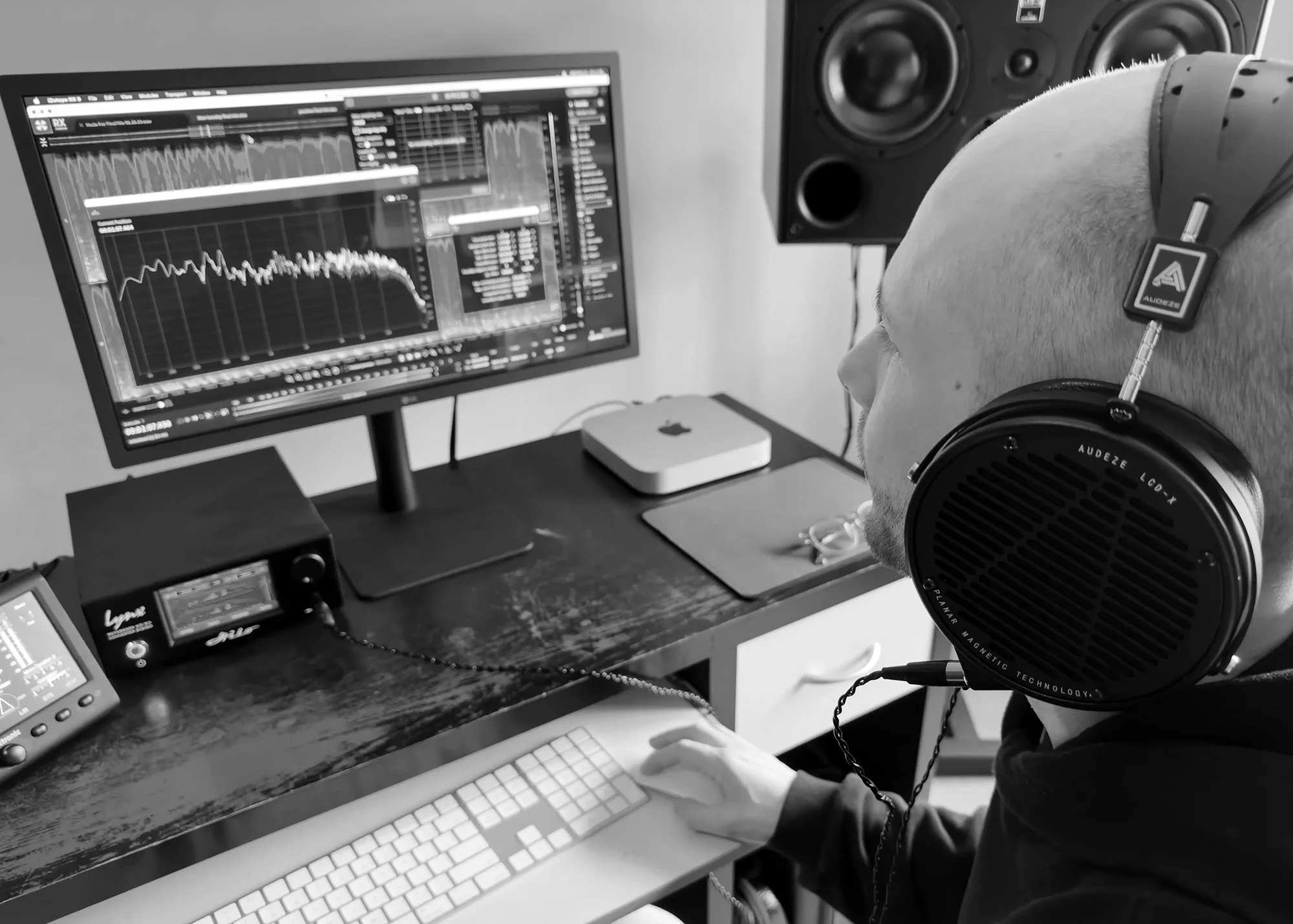 Alexander Wright in mastering studio on Seattle’s Eastside