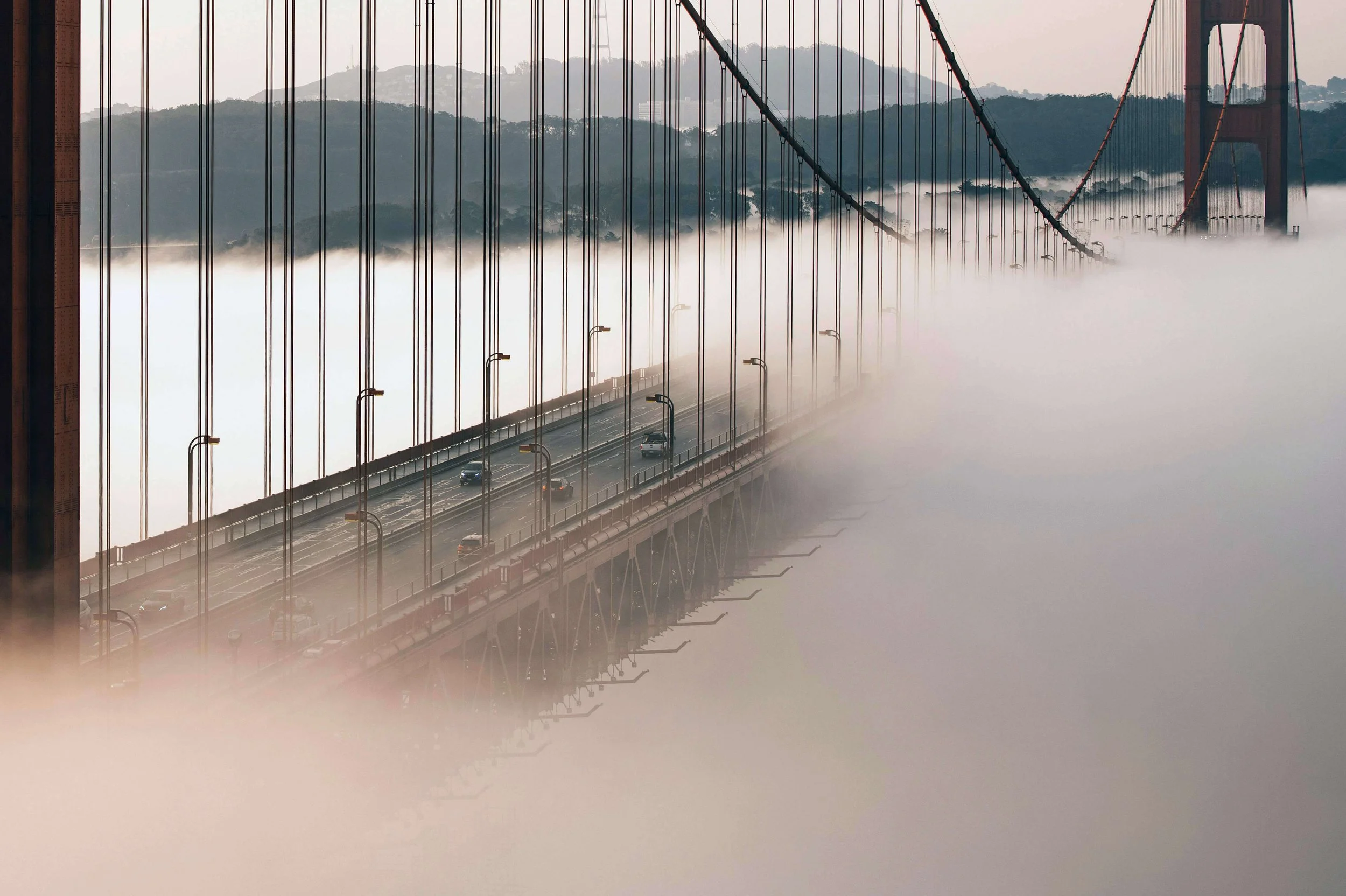 San Francisco, USA Golden Gate Bridge Enveloped in Morning Fog