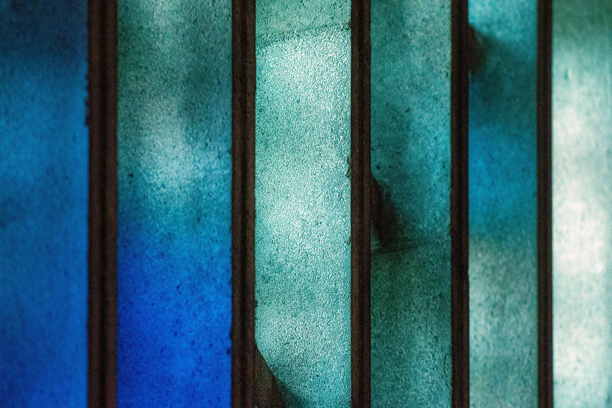 Abstract Blue Stained Glass Window Panels
