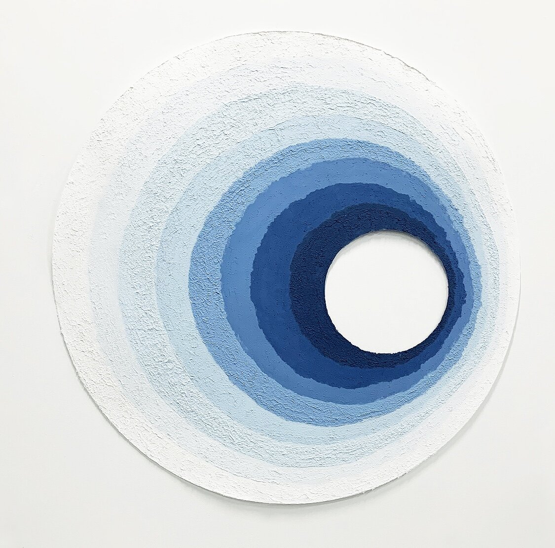   Softest hard&nbsp; #3  , 2020.   Hand-made paper, from indigo-dyed salvaged textiles (cotton bedsheets). 136cm x 136cm 
