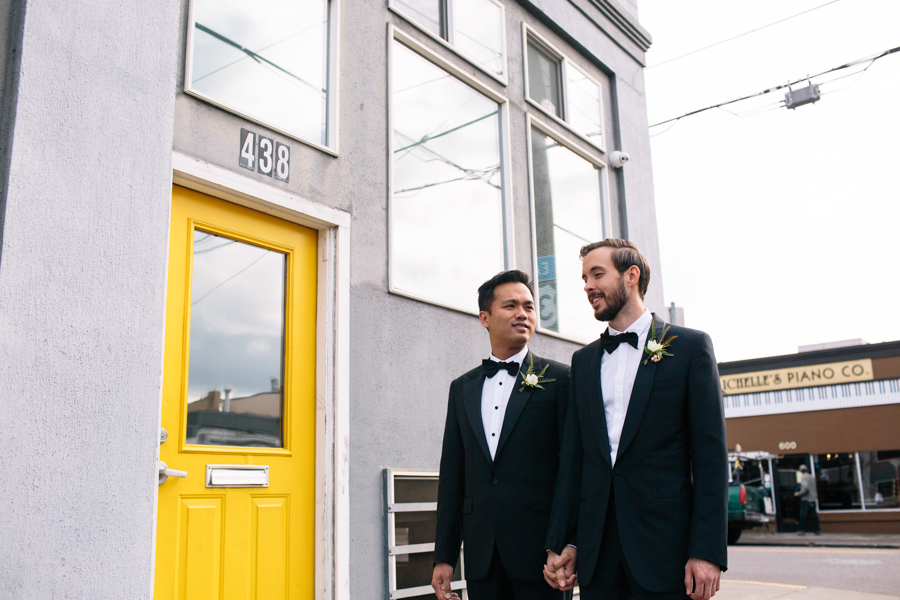 Gay wedding LGBTQ Union/Pine Grooms Tuxedo Portland