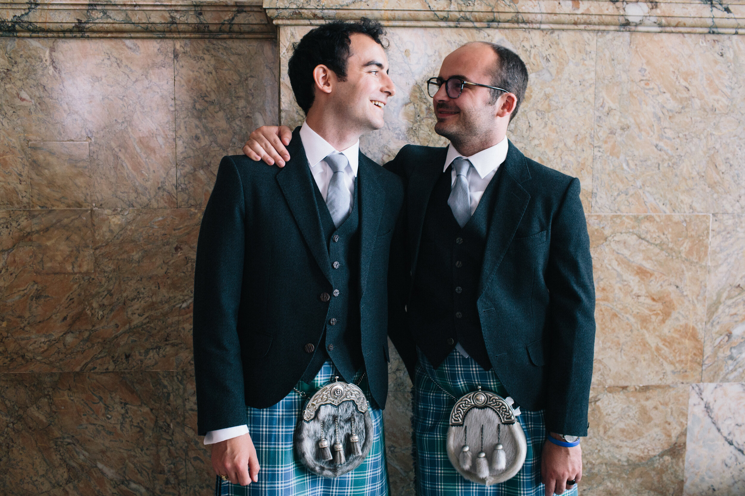 Groom and best man at The London Edition in Soho