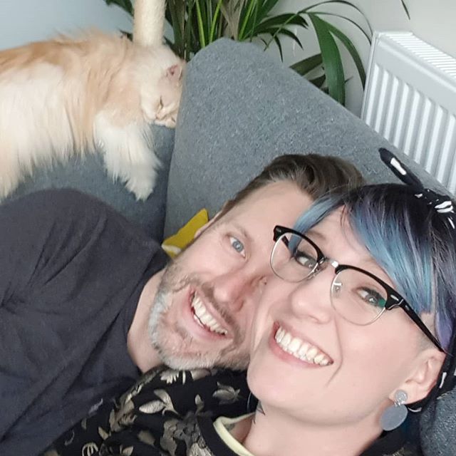 First picture we've managed to get with Toasty in. Three Quarters of the dream team. #rescuecat #weekendchilltime #bluehair #adoptdontshop #netflixandchill