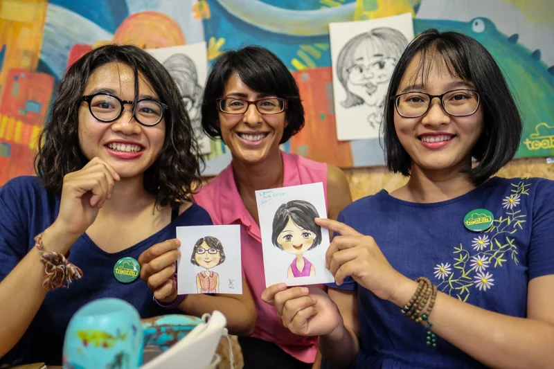Cuc and Thuy's coloured pencil and watercolours were utterly charming.