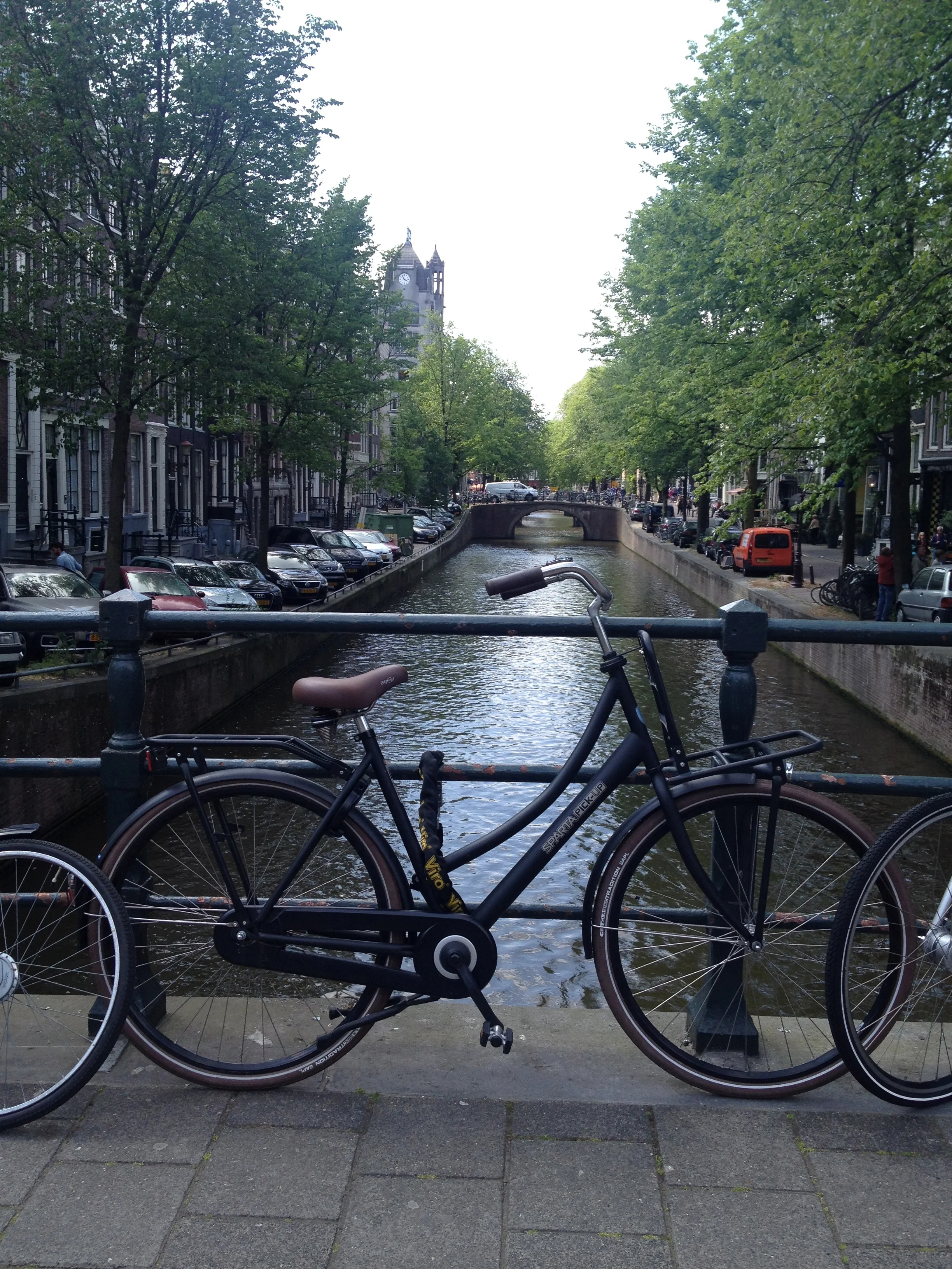 Every railing is lined with one-speed bikes to cruise Holland's flat territory