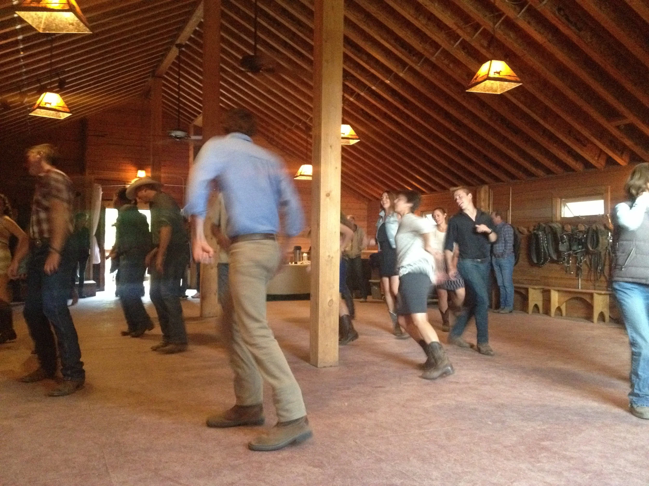 Staff members make it easy for all guests to join in the line dancing