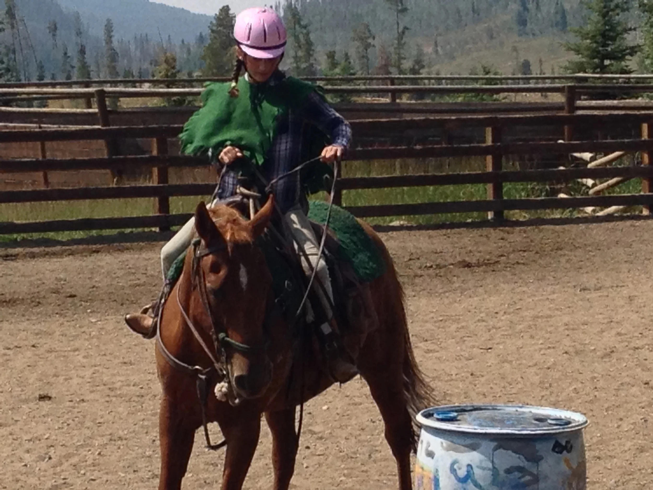 During the kids rodeo, everyone got to try barrel racing, just like the pros!