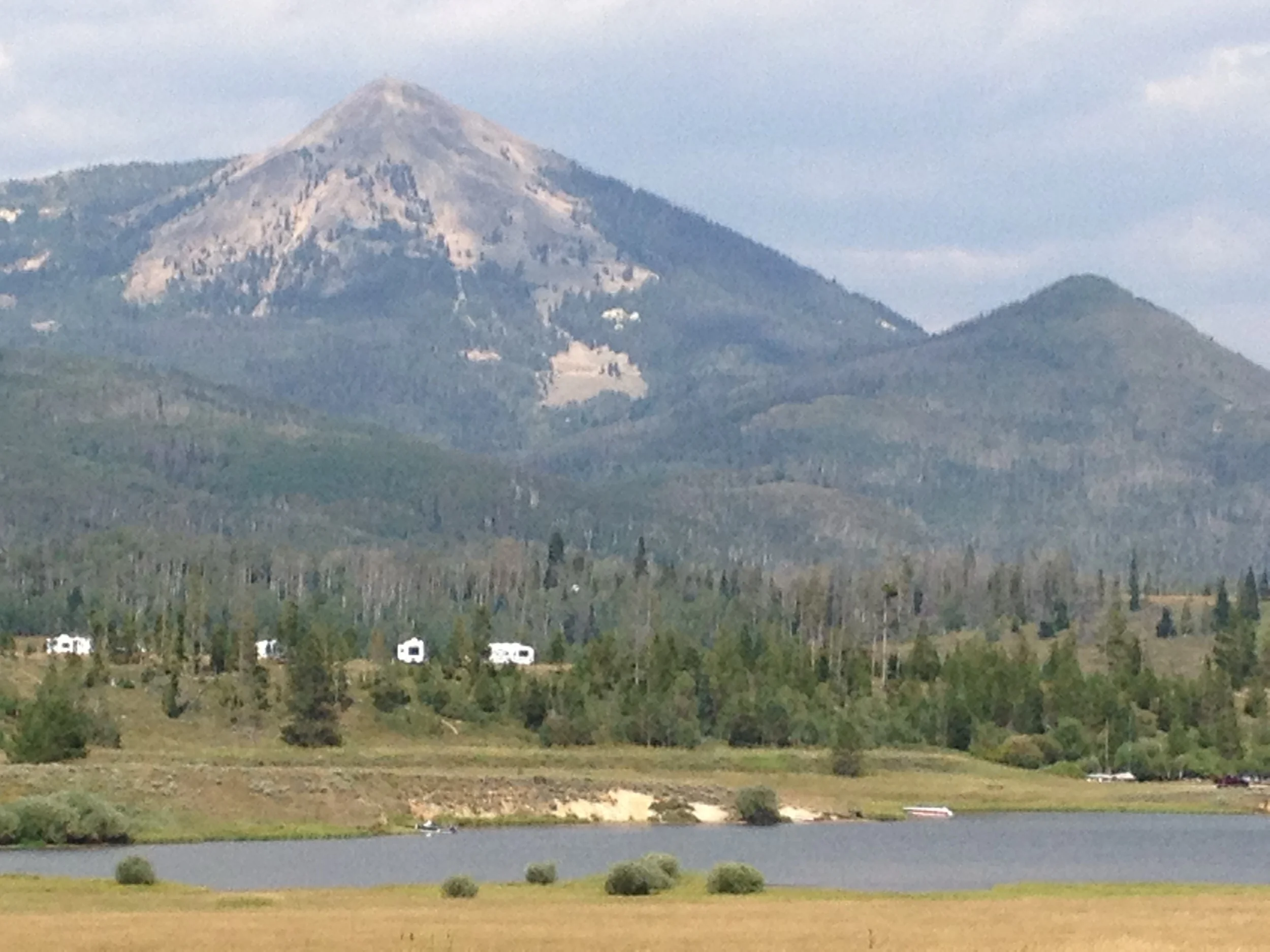 Hahn's Peak was the backdrop for our mountain bike ride around this Colorado lake