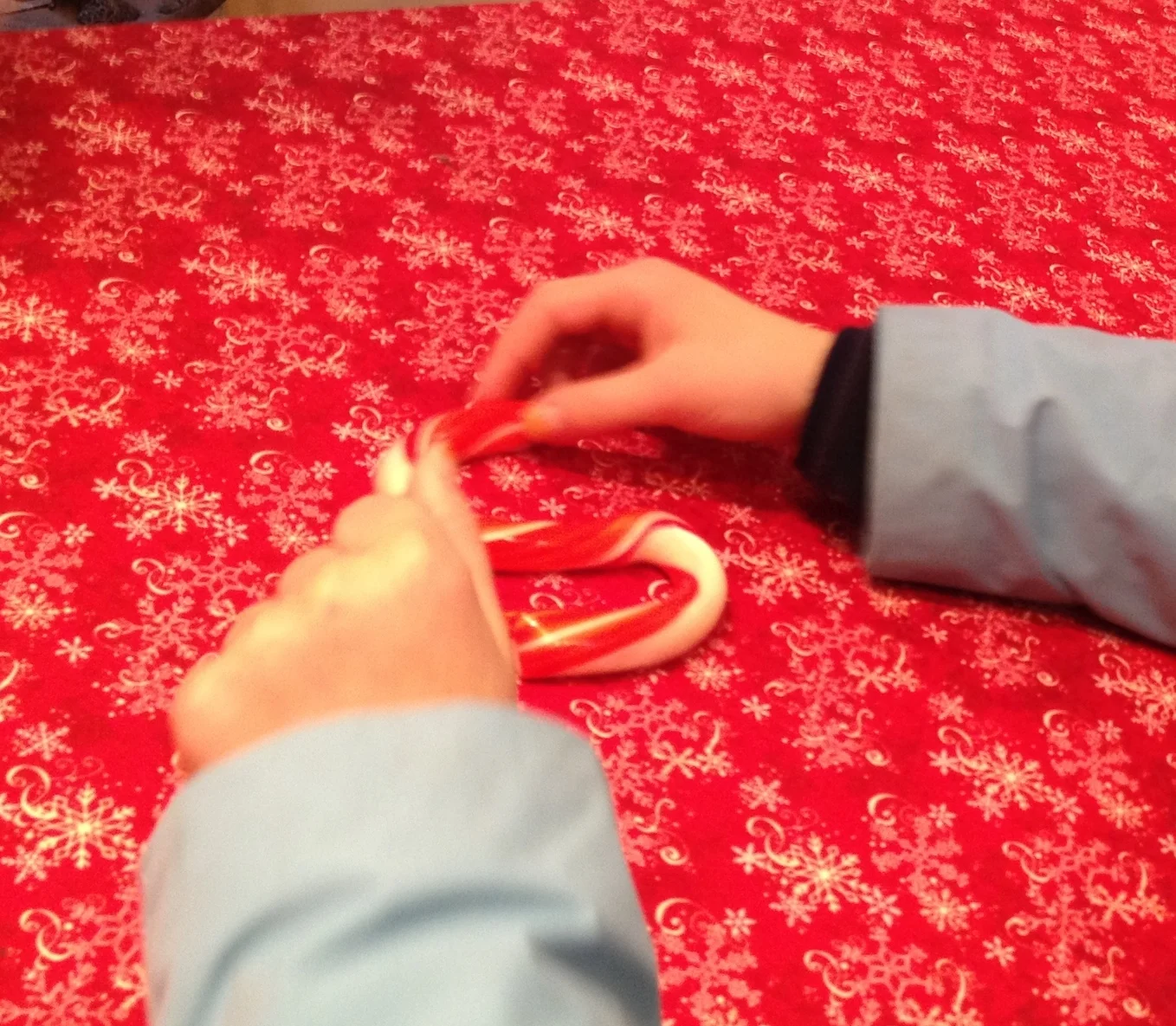 Rolling candy canes into nontraditional shapes at Laughing Moon Chocolates in Stowe