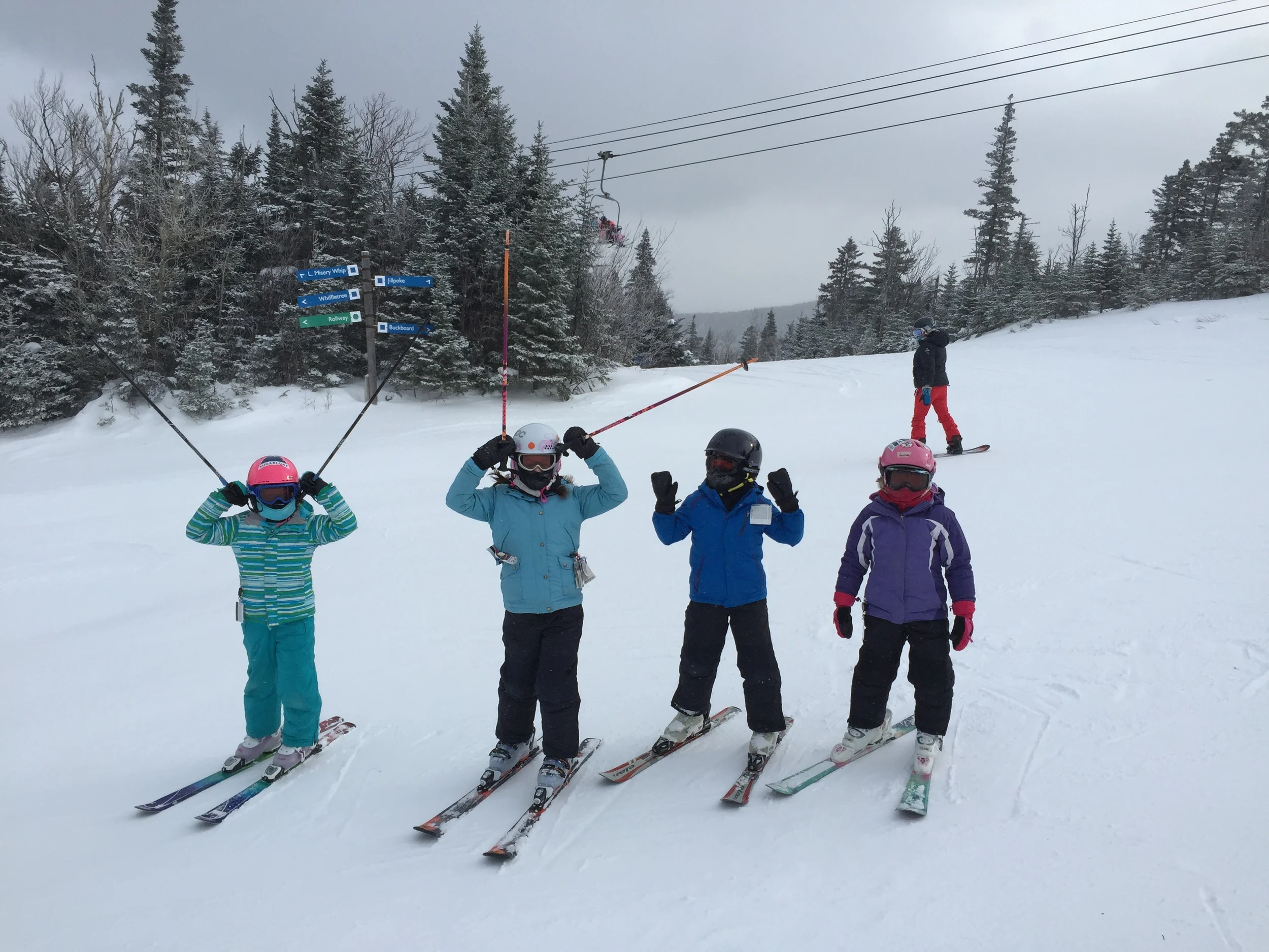 Being covered from head to toe in frigid Maine temperatures doesn't stop the kids from getting goofy on the slopes