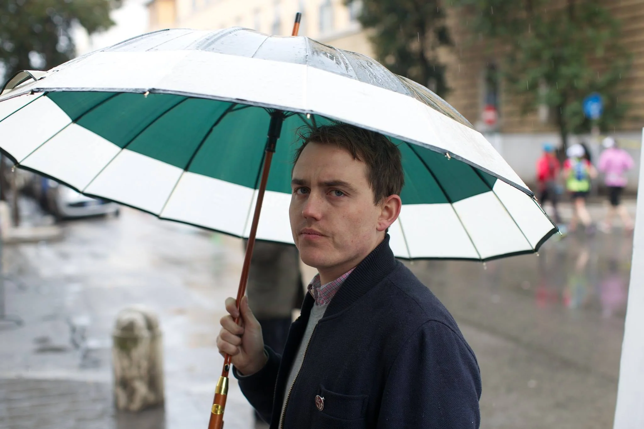 eoin with umbrella, 2015