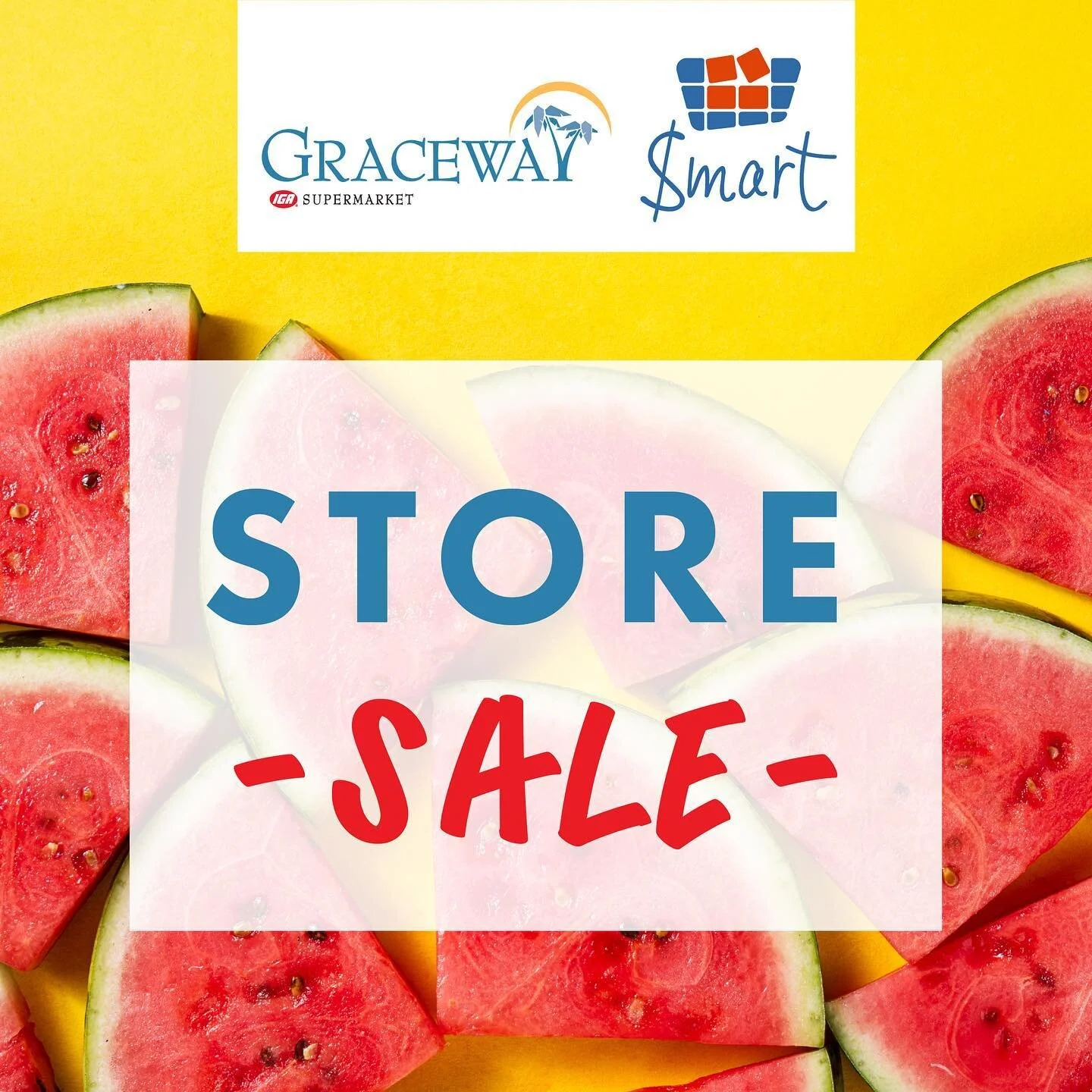 🍉 Don't miss our Store Sale at Graceway IGA &amp; SMART starting tomorrow! 🍉

Get great deals on produce, meat &amp; seafood, dairy, frozen foods &amp; grocery items at both Provo stores!

➡️ Check out our stories or visit gracewaysupermarkets.com/