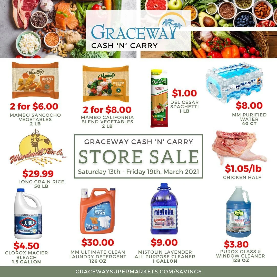 ❗️Don't miss our Store Sale at Graceway Cash &lsquo;n&rsquo; Carry starting today❗️

Get great deals on bulk buys and cleaning supplies at our Provo store on hospital road!

➡️ Visit gracewaysupermarkets.com/savings to check out more in store deals

