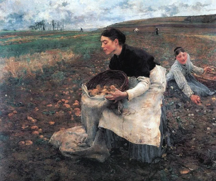 JULES BASTIEN-LEPAGE. These French ladies can't wait to turn these hard-earned earth apples into nutritionally worthless chips to devour in front of Netflix.